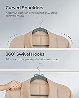 Vista 51 de SONGMICS UCRF029W05 - Paquete de 50 ganchos de terciopelo antideslizantes para trajes con muescas para el hombro, barra para pantalones, gancho