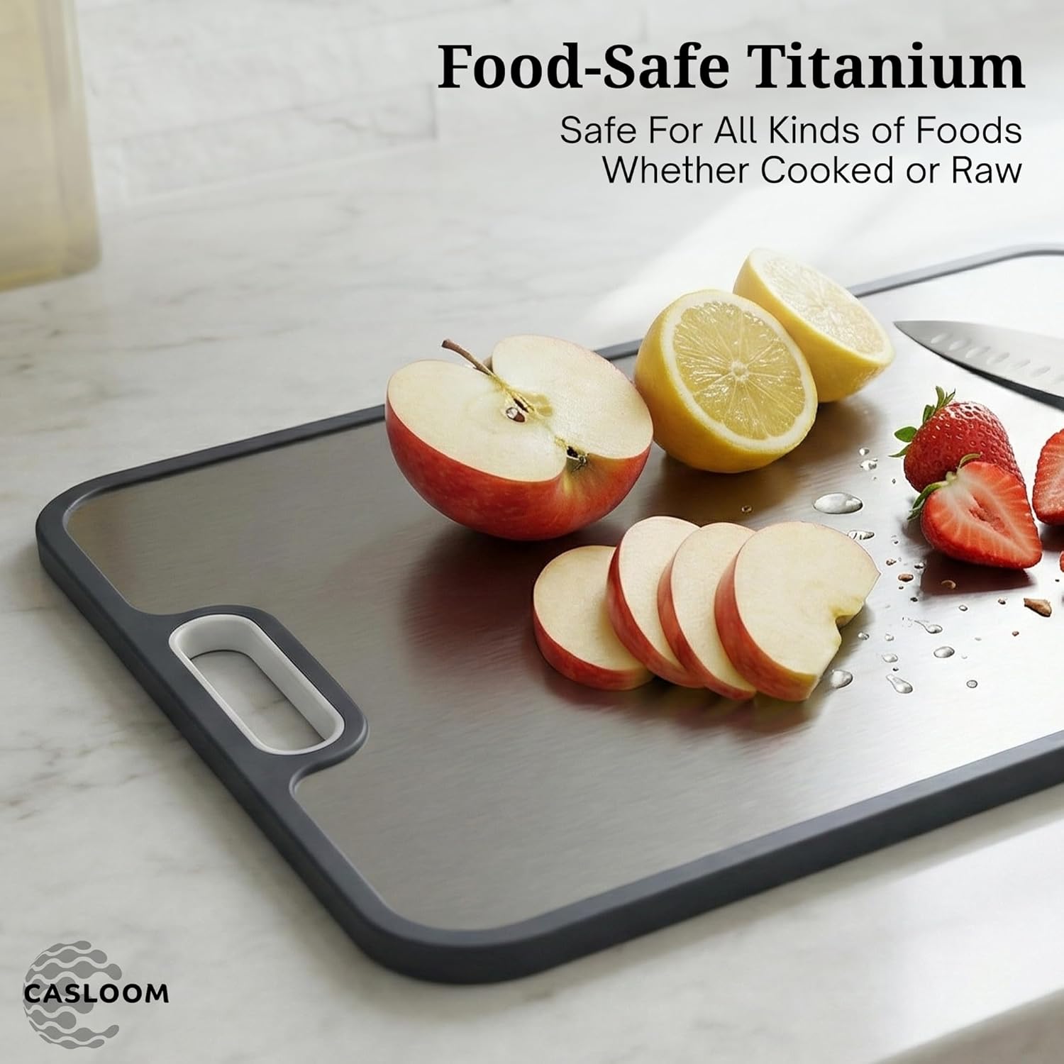 Titanium Cutting Board | Durable & Lightweight Kitchen Chopping Board | Non-Toxic | Knife-Friendly Cutting Surface | Scratch-Resistant | Easy-Clean Food Prep Board for Fruits & Vegetables