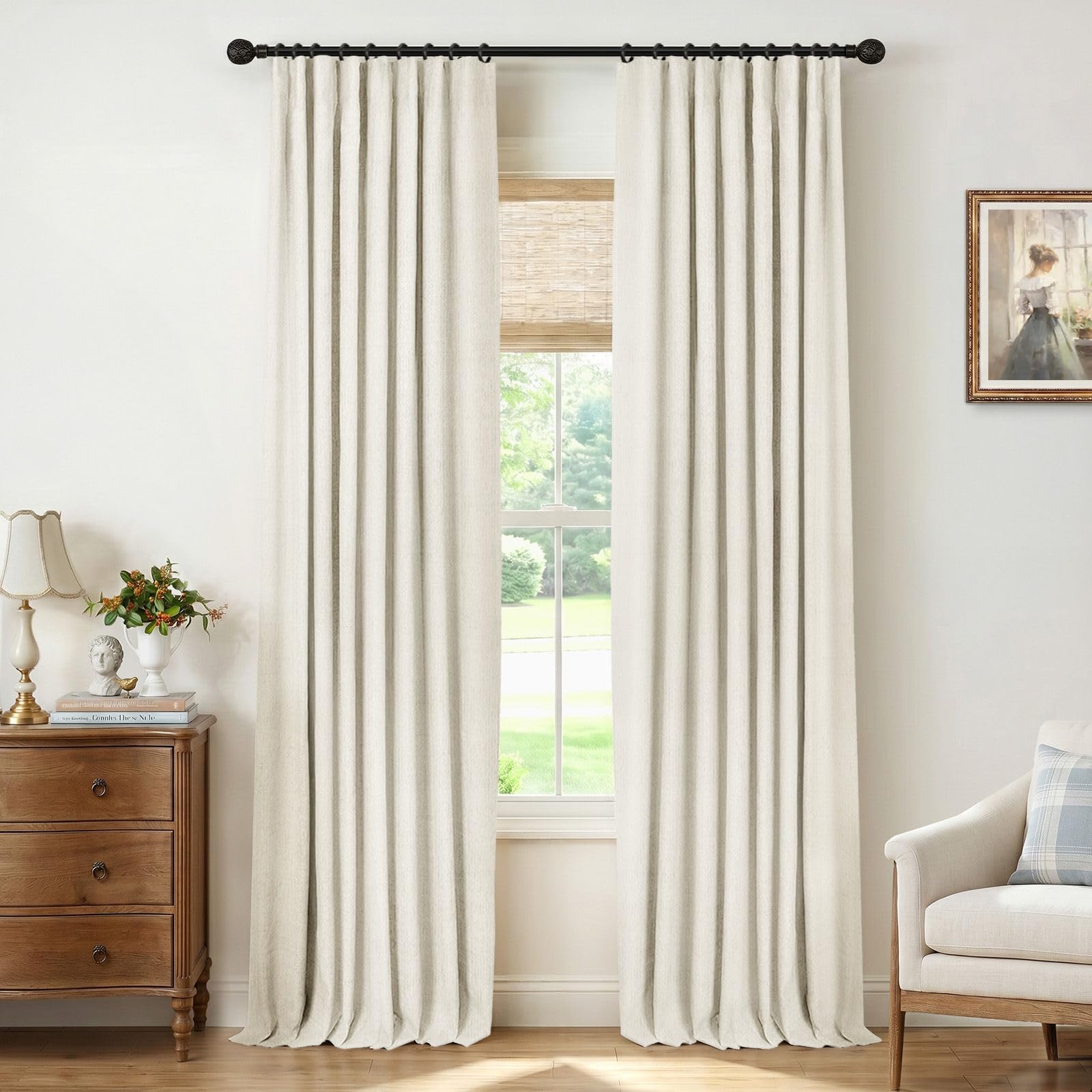 INOVADAY White 100% Blackout Curtains for Bedroom 96 Inch Long