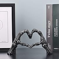 Vista 4 de LCCCK Black Hand Gesture Desk Statues Love Ornaments,Skull Couple Statue, Creative Wedding Home Desktop Decor,Heart Shape Hand Figurines for Living