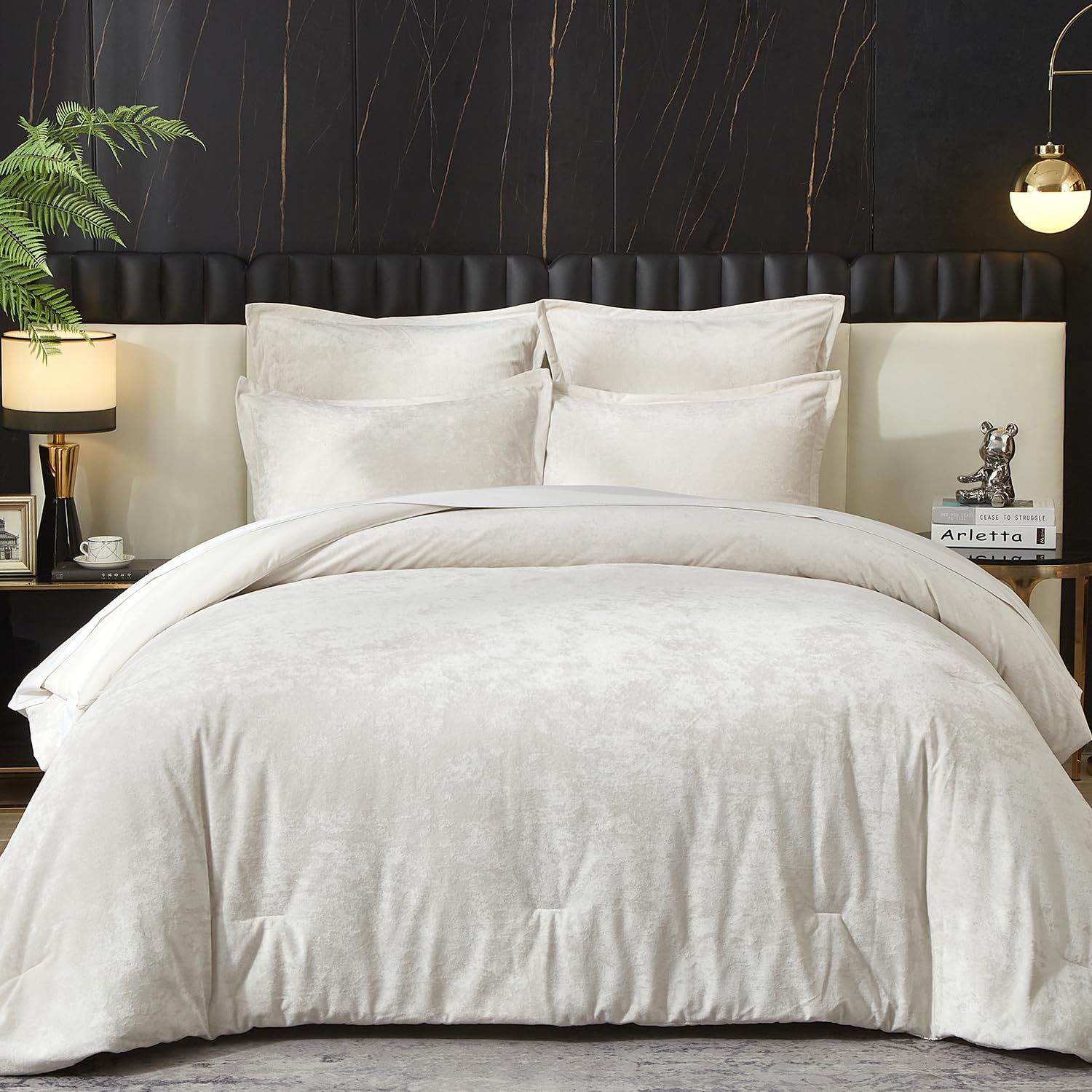 Ivellow Crushed Velvet Comforter Set