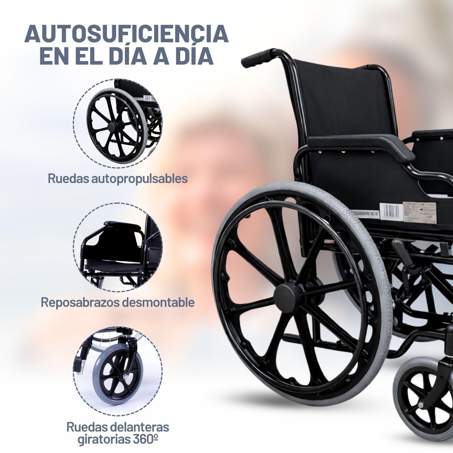 Inko Mobility Silla de Ruedas Plegable Ligera, Para Adultos y Personas Mayores, Silla de Ruedas de Paseo para Ancianos, Estrecha y Resistente, Wheelchair