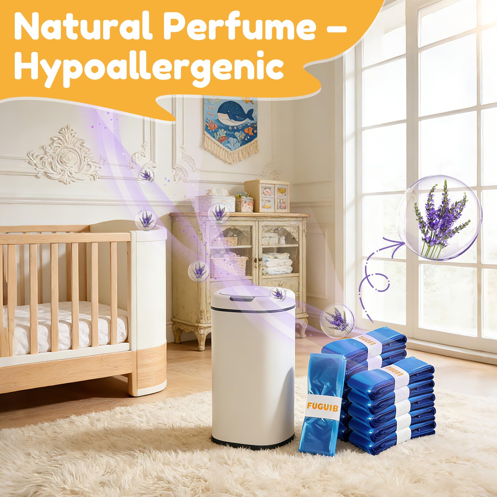 Recharge Poubelle A Couche Bebe 20er-Pack, 4.5M Sac Poubelle Couche, Haute Performance & Neutre Odeurs Avec Parfum Lavande, Bebe Recharge Sac Poubelle Couche Compatible avec Tommee Tippee, Angelcare