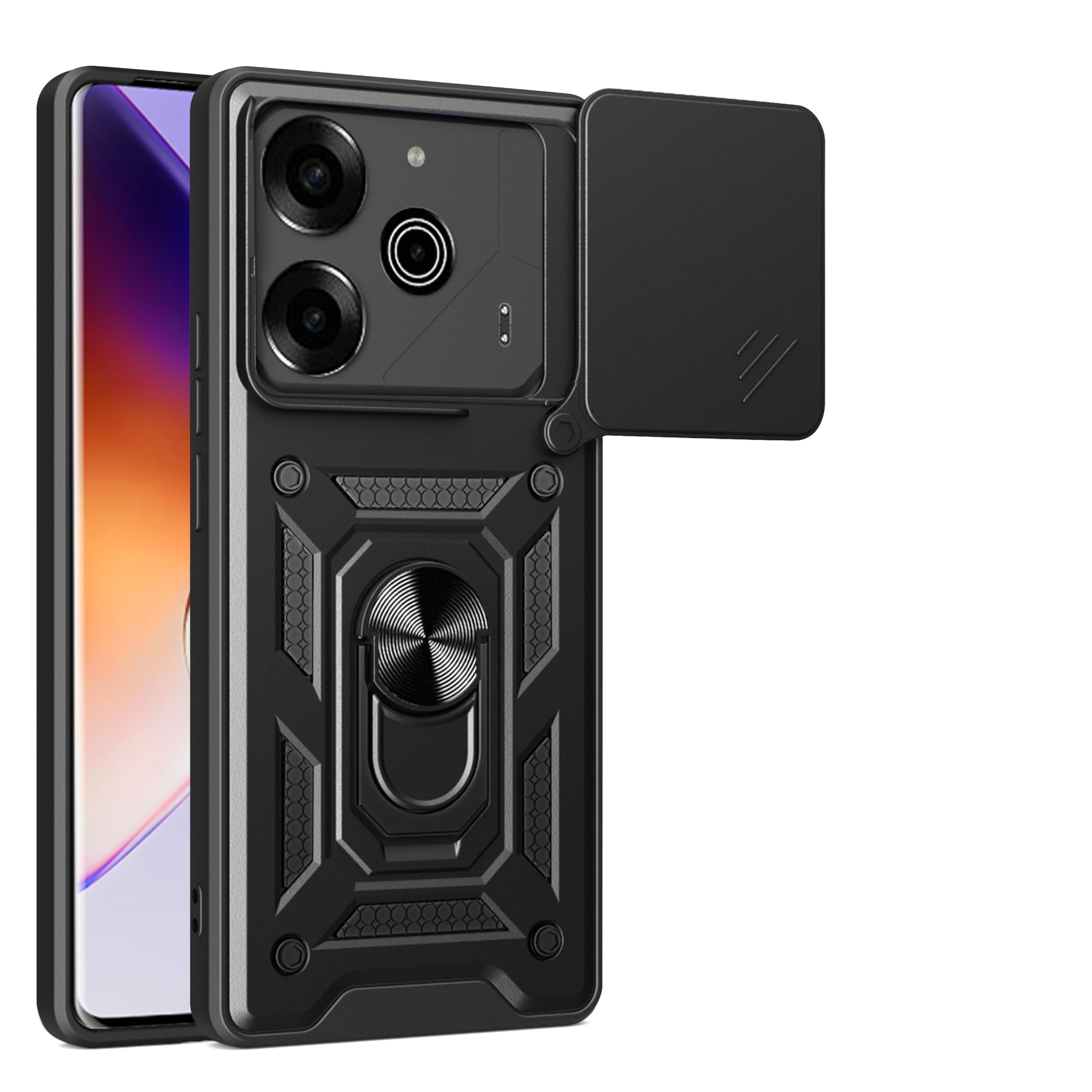 Coque Tecno Pova 6 5G noire évitant les rayures d'objectif photo LI9 - 8