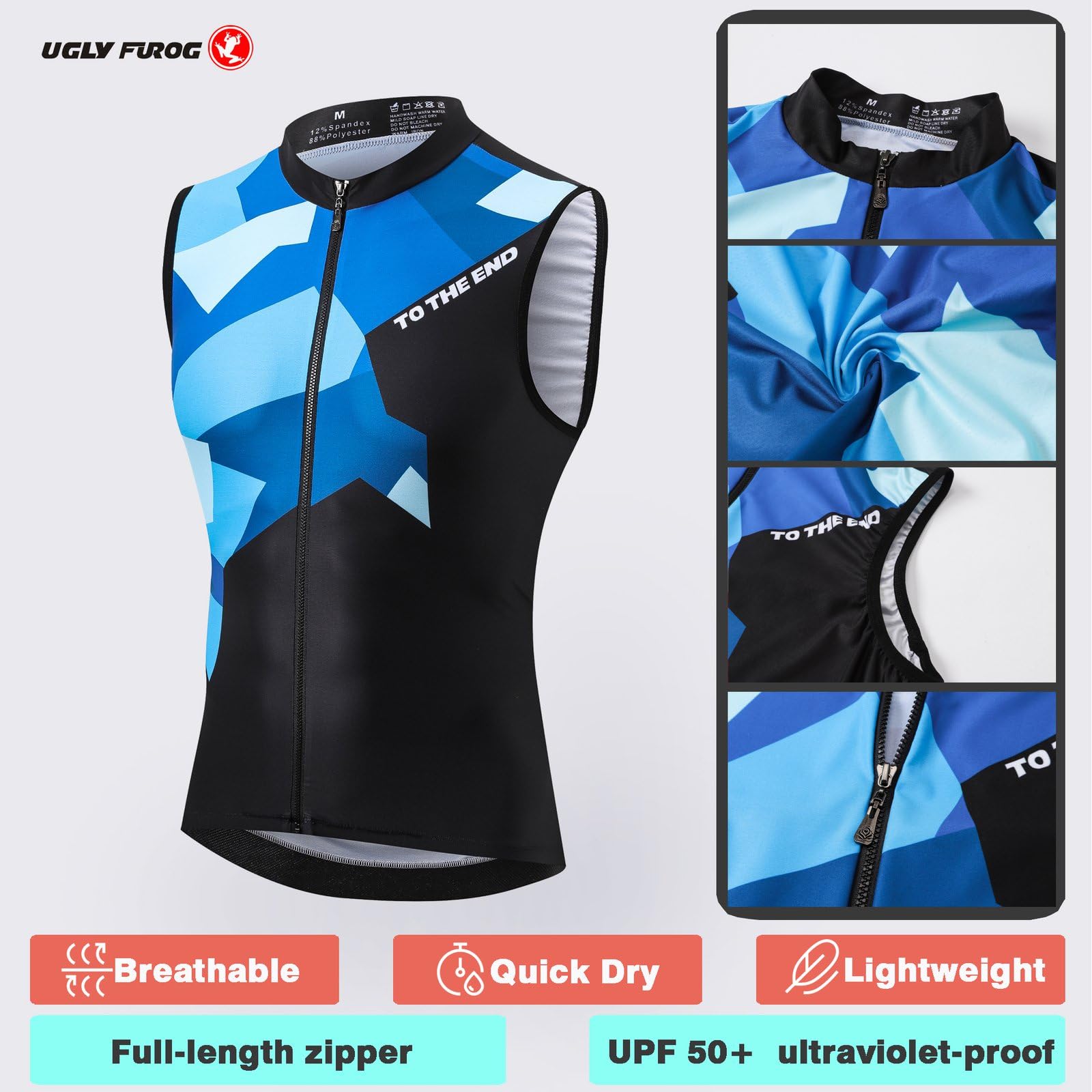 UGLY FROG Chaleco de ciclismo para hombre, sin mangas, con bolsillos, transpirable, de secado rápido, para verano