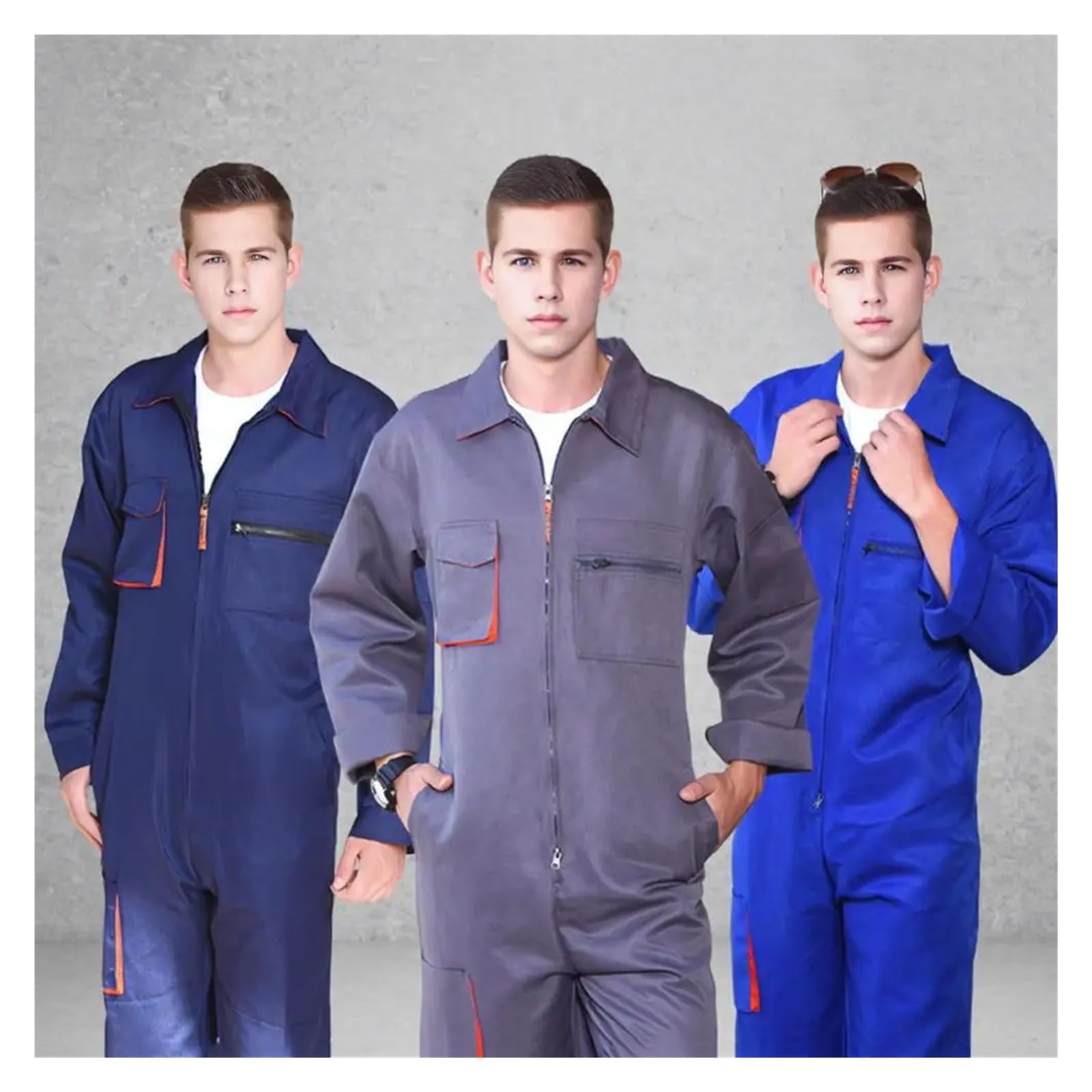 Tuta da Lavoro con Cerniera for Uomo Tute for Officina di Riparazione Auto vestibilità Ampia Tuta Uniforme Streetwear(Grey,4XL)