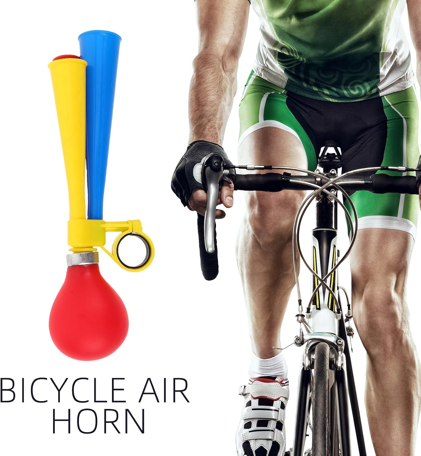Mikinona Bicycle Air Horn with Loud Squeeze Bulb Plastic Handlebar Bike Horn for Mountain Bikes and Scooters for Boys