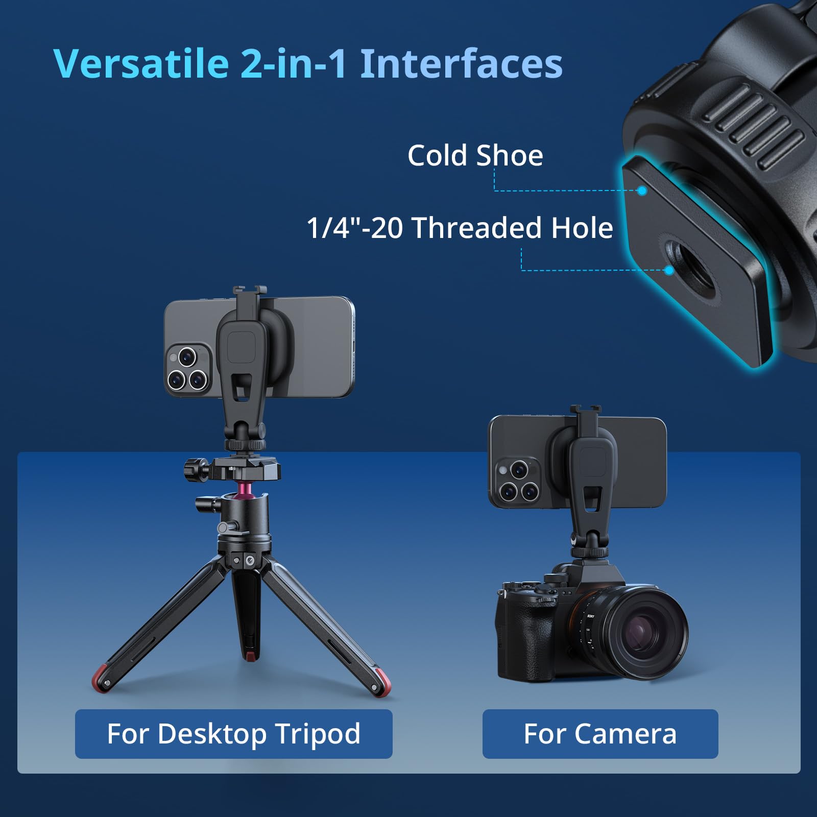 SmallRig AC-10 Morsetto magnetico per telefono, con attacco a slitta e foro filettato da 1/4"-20, per iPhone serie 16/15/14/13/12, inclinazione di 90° per registrazione, streaming live -5283