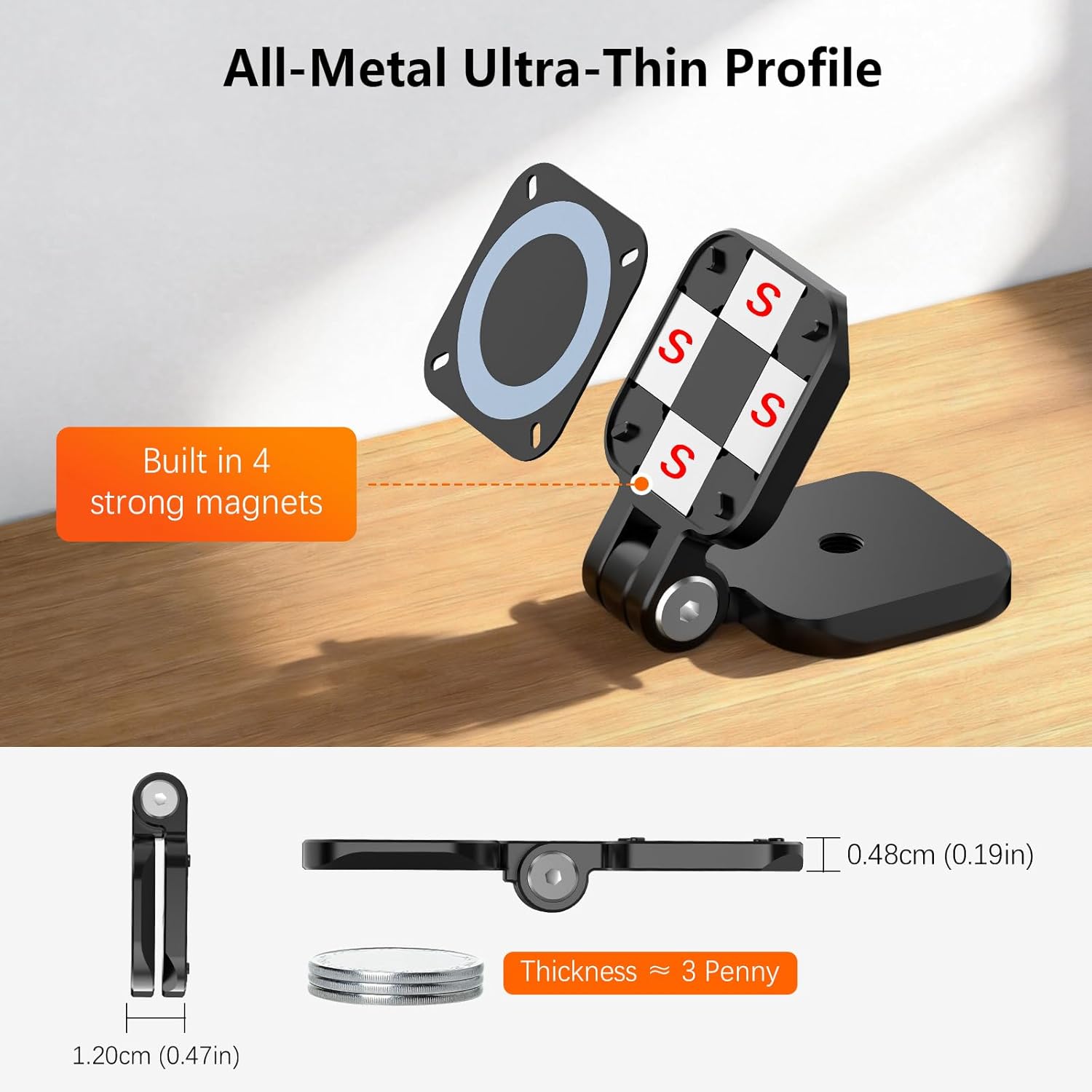 AMAZEAR Magnetic Mount for Insta360 GO Ultra Accessories, Insta 360 Magnet & Suction Holder 2-in-1 Adapter Bracket, Quick-Release, Adjustable Aluminum Metal Base Stand, Ultra-Thin, Black