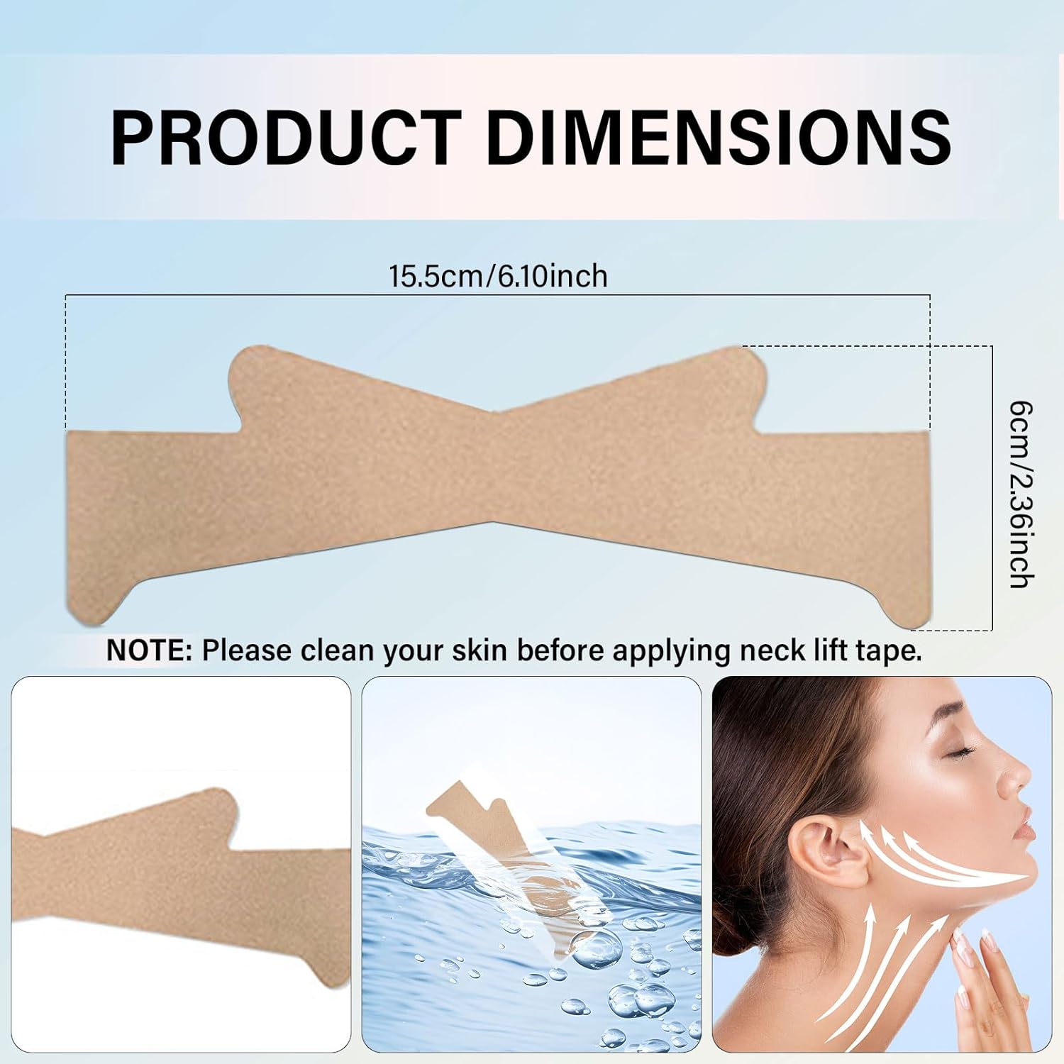 Neck Tape Lifting Invisible, 20PCS Neck Lift Tape, Reusable Face Tape Lifting Invisible,High Elastic Breathable Strips for Double Chin Ne-ck Jowls,Improve N-eck Lines and Wrinkles