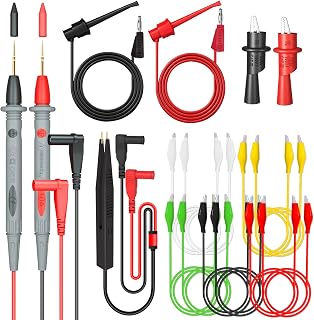 ColPary Multimeter Test Leads Set with Alligator Clips, Test Hooks & Gold Probes - Pro Kit for DIY Circuits & Experiments