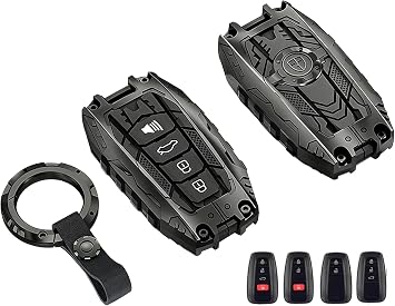 Heavy Duty Key Fob Cover fit for Toyota Camry RAV4 Avalon C-HR Prius Corolla Keyless Entry Key Fob Case Protector Black