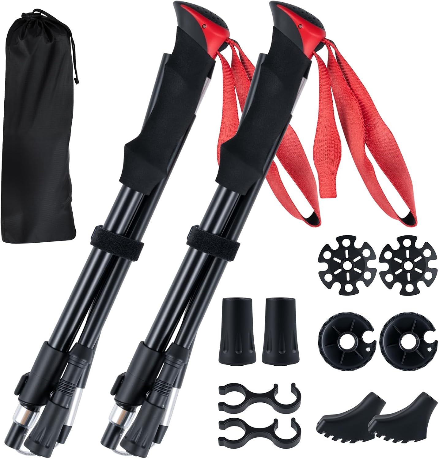 COSTWAY Kijki trekkingowe składane 7075, aluminium, kijki Nordic Walking dla kobiet i mężczyzn, kijki trekkingowe do wędrówek, trekkingu i wycieczek narciarskich