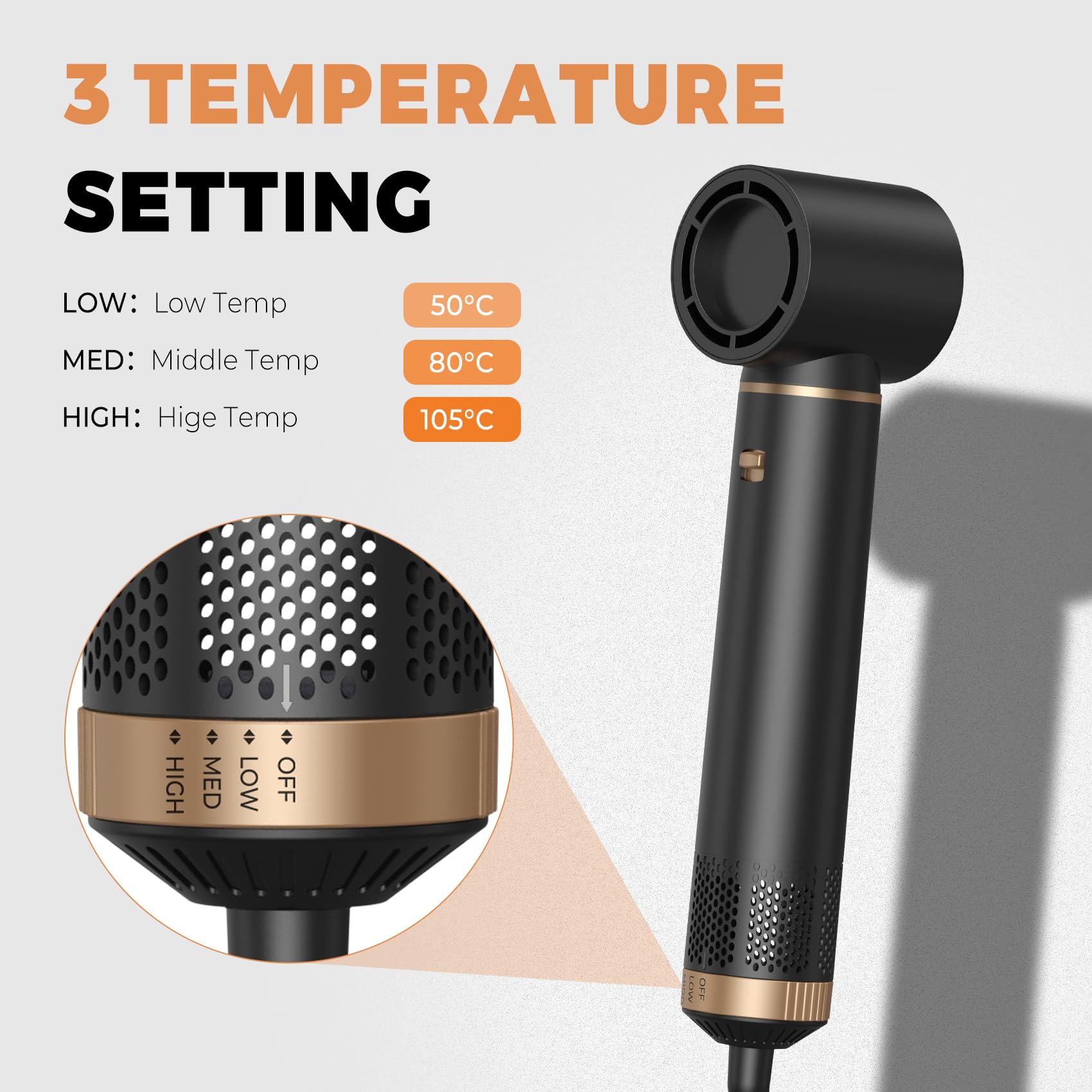 Airstyler 5 in 1 Hairstyler mit Air Lockenstab Föhn Heißluftbürste Haarstyling Geräte Föhnbürste Warmluftbürste Rundbürstenföhn Lockenföhn Stylingbürsten Multi Air Hair Dryer Styler Set, Schwarz/Gold