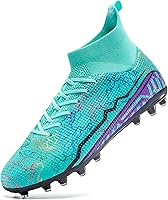 XGHRIAN Men's Youth High Top Turf Soccer Cleats - Professional AG Football Boots with Ankle Support & Traction