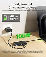 Vista 5 de Belkin Concentrador USB C, concentrador de 5 puertos con pantalla HDMI 4K @ 60Hz, entrega de energía de 100 W, transferencia de datos rápida de 5