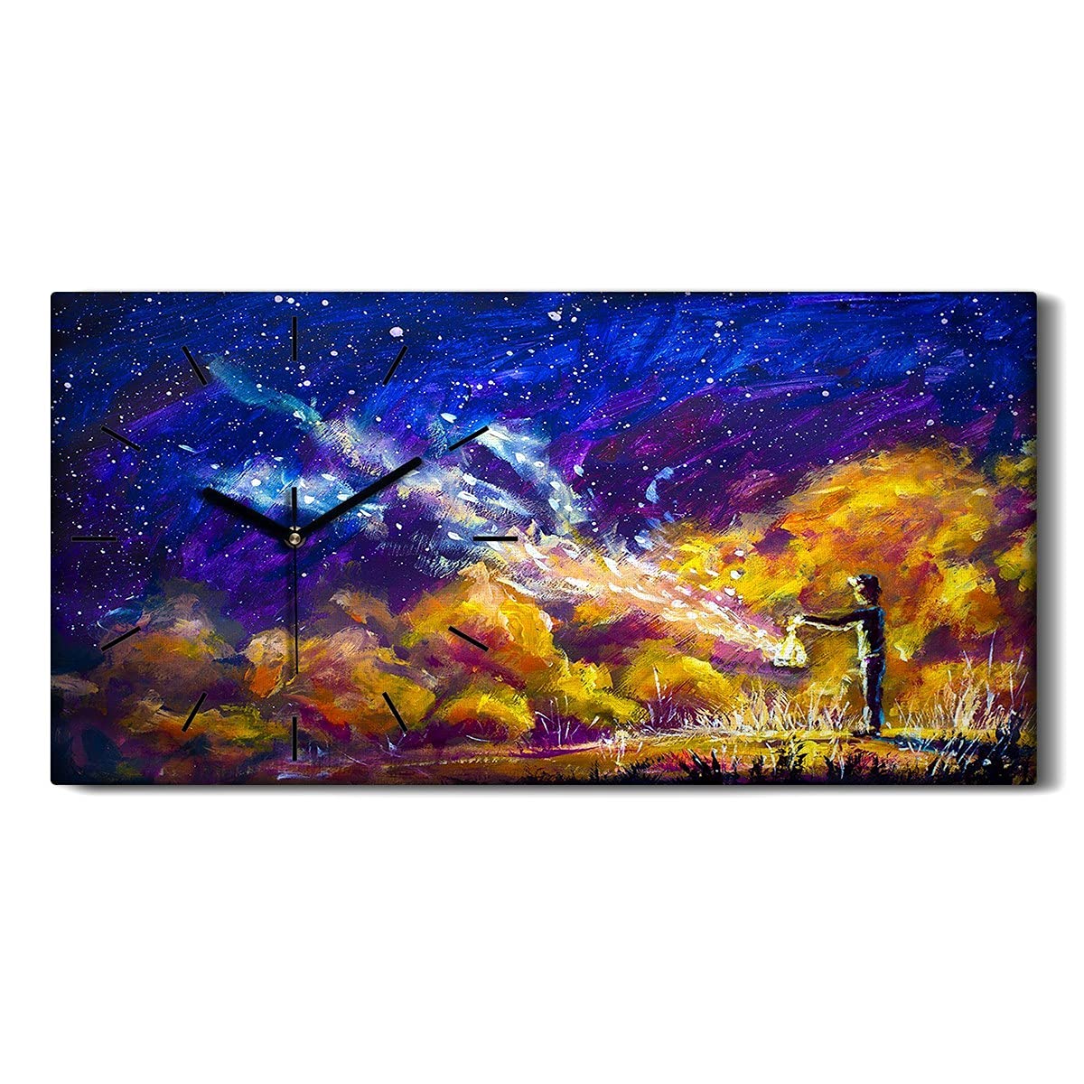 Horloge sur Toile 60x30cm pour salon zen décor garçon à la lanterne