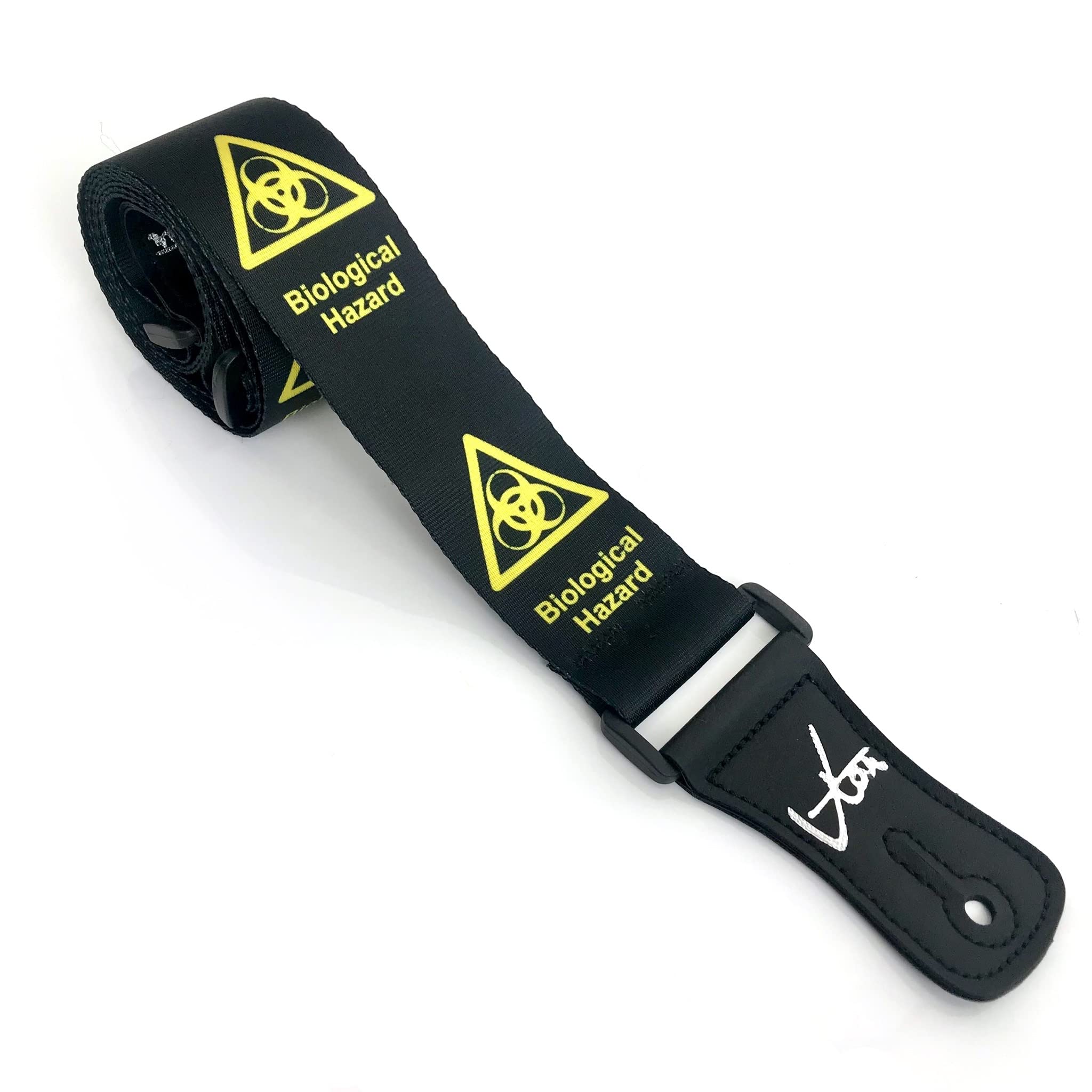 1To1 Music Unisex Black Vtar Guitar Strap - Punk Series Bio Hazard Strap Handmade With Vegan Leather