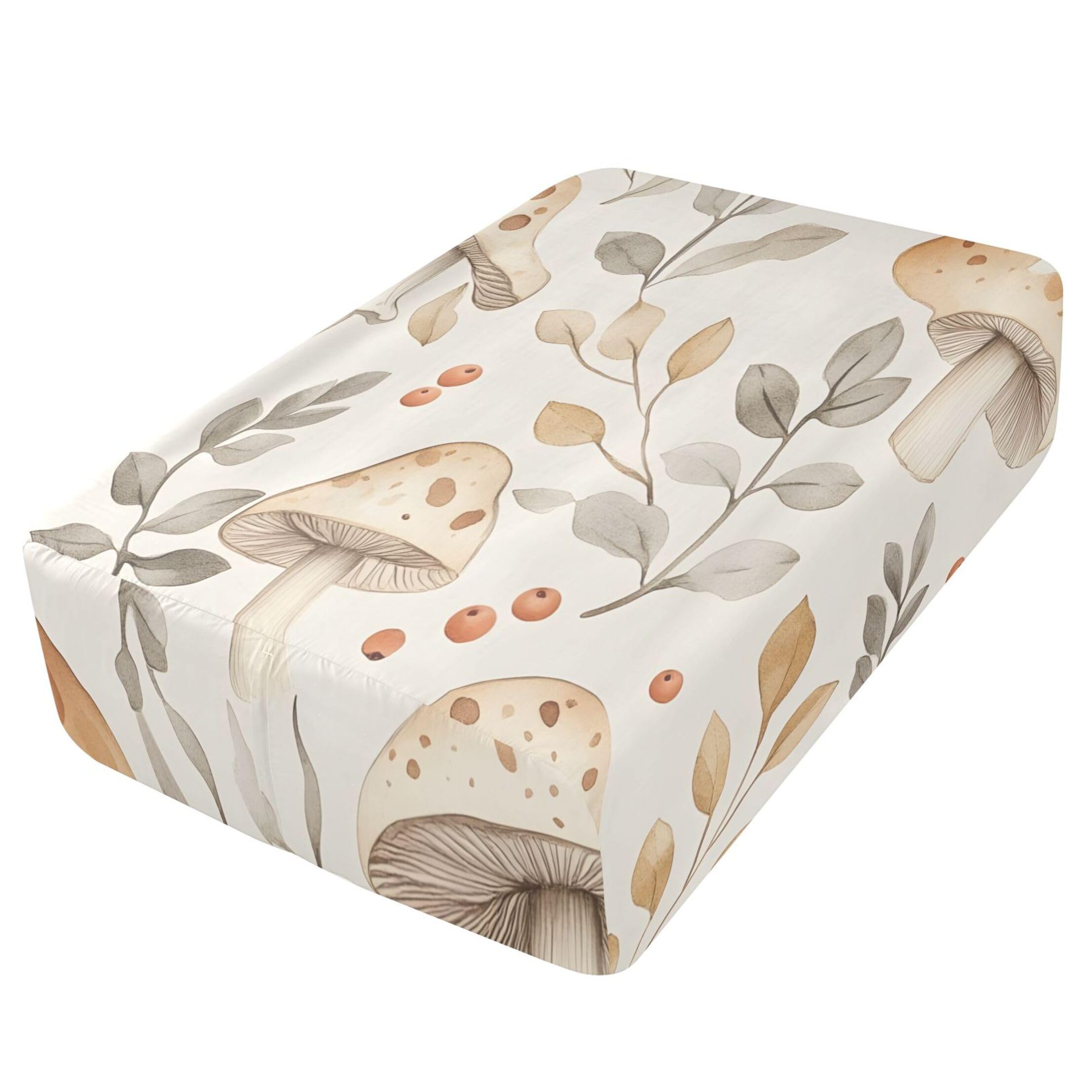 Sábana bajera ajustable individual con diseño de hongos de acuarela para colchón de aire, bolsillo extra profundo de 24 pulgadas, funda suave y transpirable con apertura de válvula de