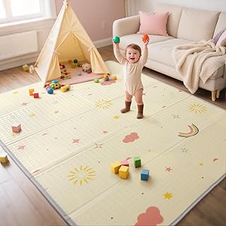 Mallify Extra Large Foldable Play Mat, Reversible Baby Play Mat with Edg...