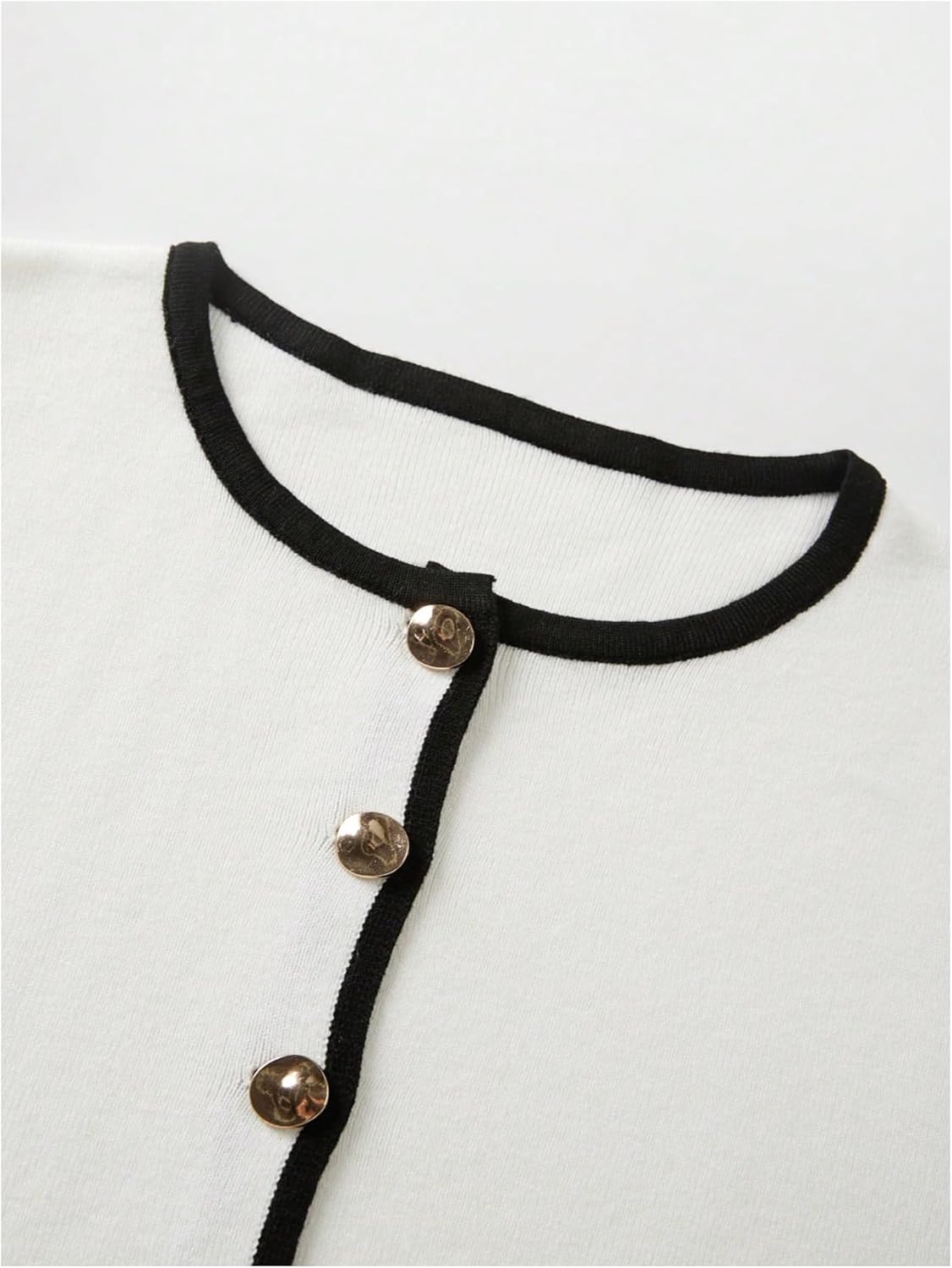 GORGLITTER Women's Long Sleeve Button Up Sweater Split Front Contrast Trim Work Dressy Knitted Cardigan - Image 3