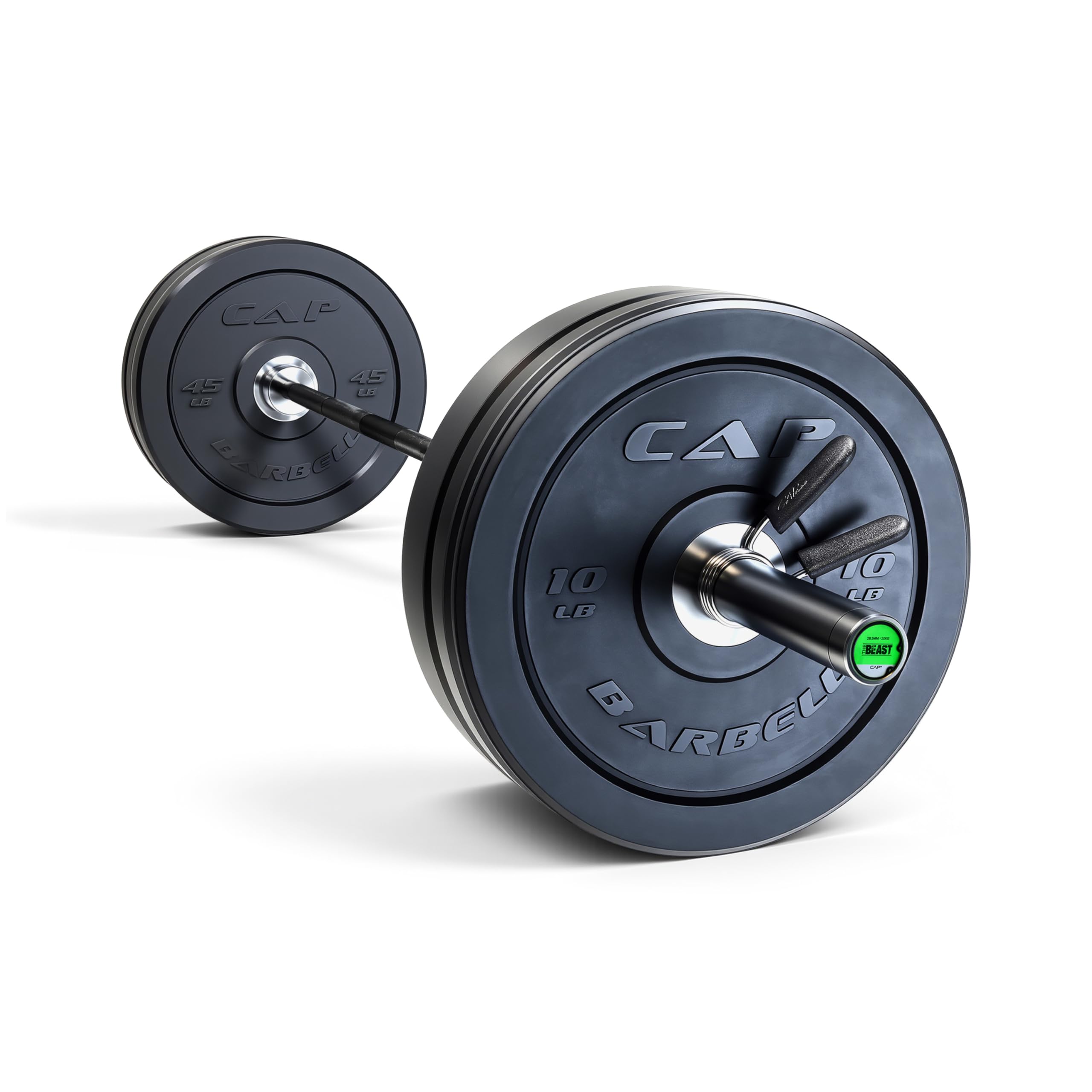 CAP Barbell 160 lb PRO Olympic Weight Set with 7ft Black/Chrome Barbell &amp; Black Bumper Plates