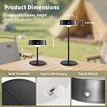 M. White Solar Waterproof Outdoor Lampes de table rechargeables sans fil, ensemble de 2 Lampes de table à batterie tactiles réglables pour patio, restaurant, cuisine (noir 2 Boîte)