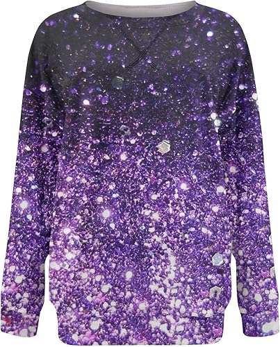 Miniatura 2 de JJHAEVDY Womens Tops Dressy Casual Round Neck Printing Sweatshirts Long Sleeve Casual Loose Outfits Lightweight T Shirt