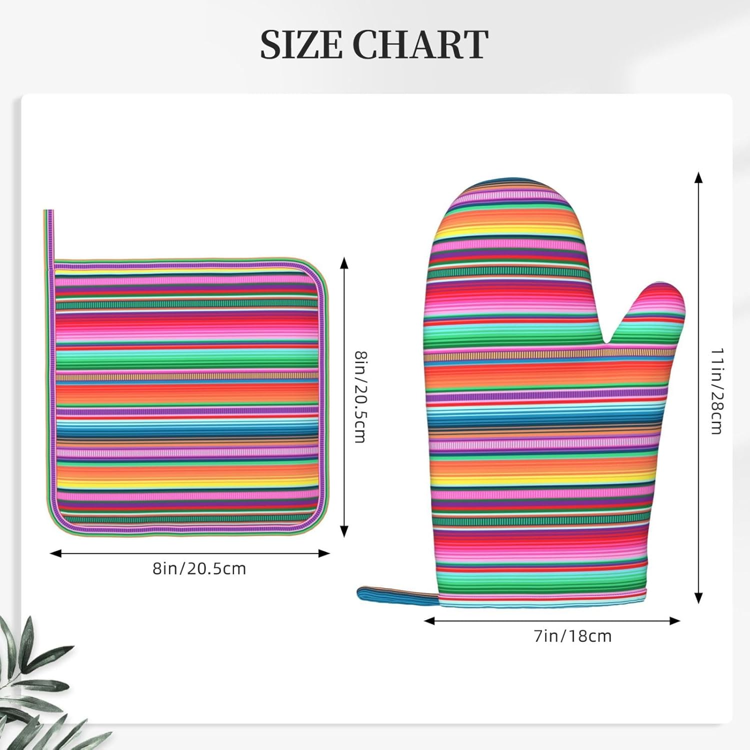 Mexican Colorful Stripe Oven Mitts Pot Holders Set Silicone Vertical Lines Bright Colors Kitchen Oven Mitts Heat Resistant Potholders Non-Slip 4pcs Hot Pads and Oven Gloves Sets for BBQ