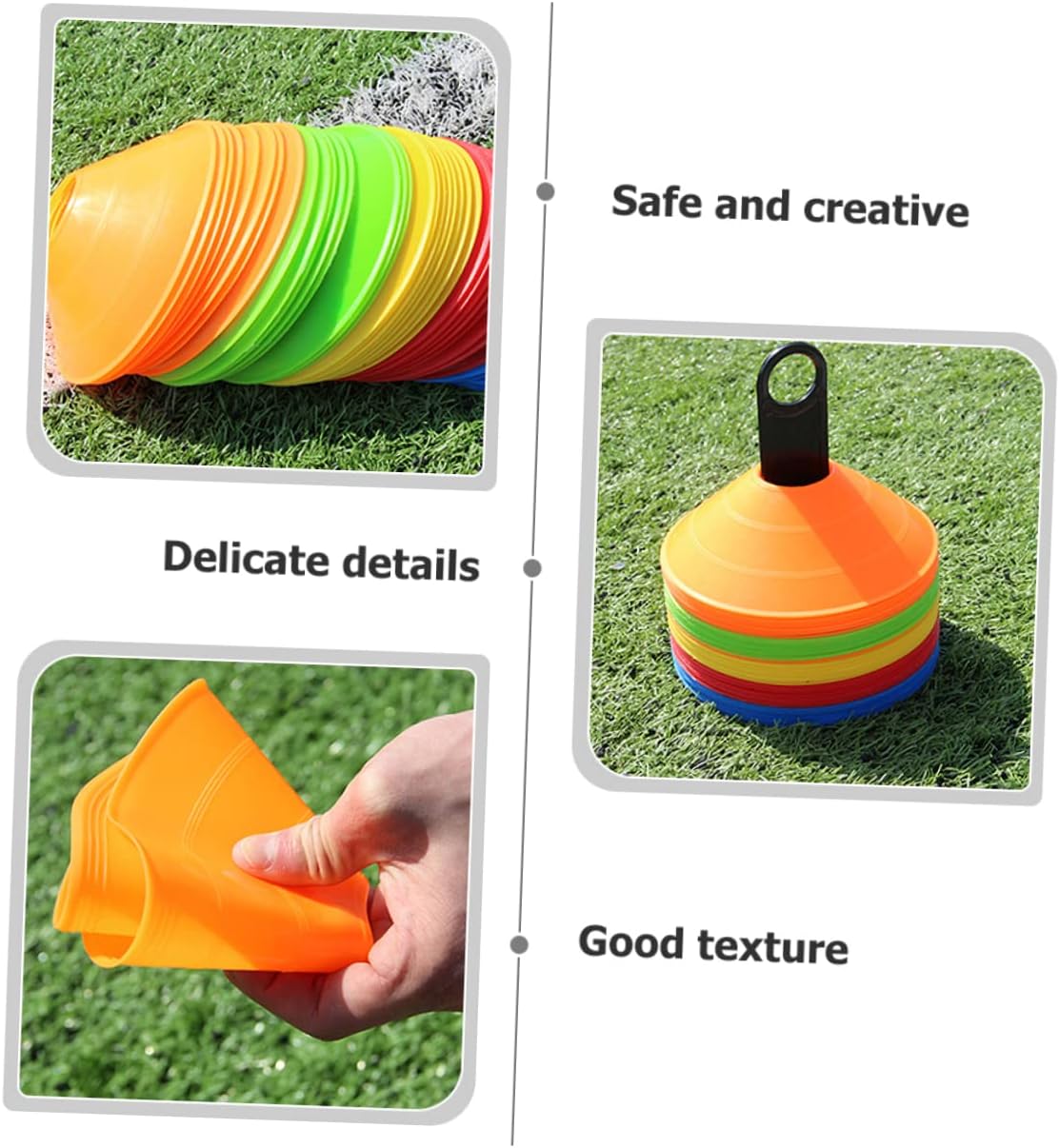 1 Set Plastic Soccer Training Cones with Stand Brightly Colored Football Training Tools for Drills Agility and Sports Practice Includes Yellow Green Blue Cones
