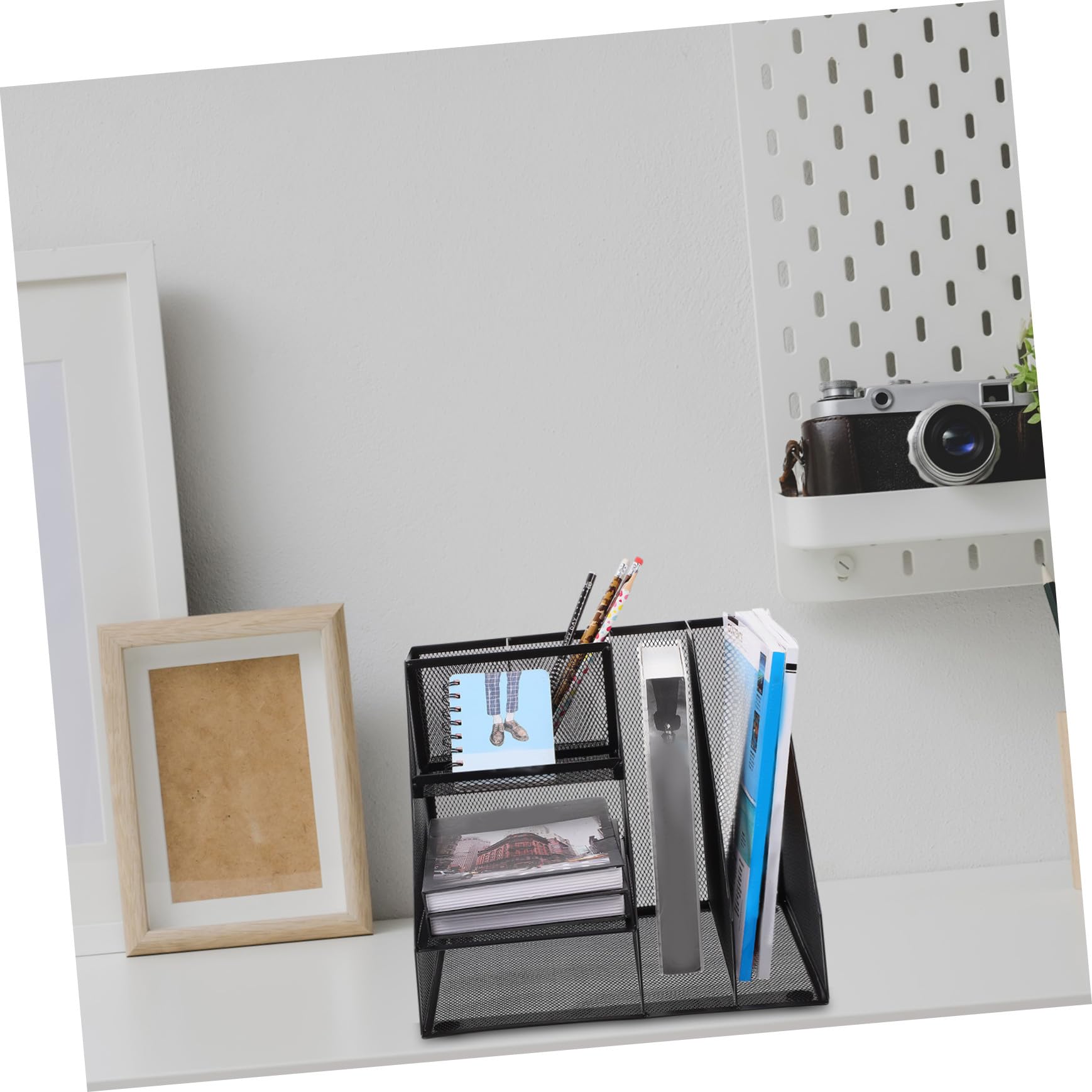 Organizzatore Documenti Multi Ferro Nero Scaffale Ufficio con Scomparti Multipli Portadocumenti da Scrivania Robusto e Pratico per Libri e File per Studio e Ufficio