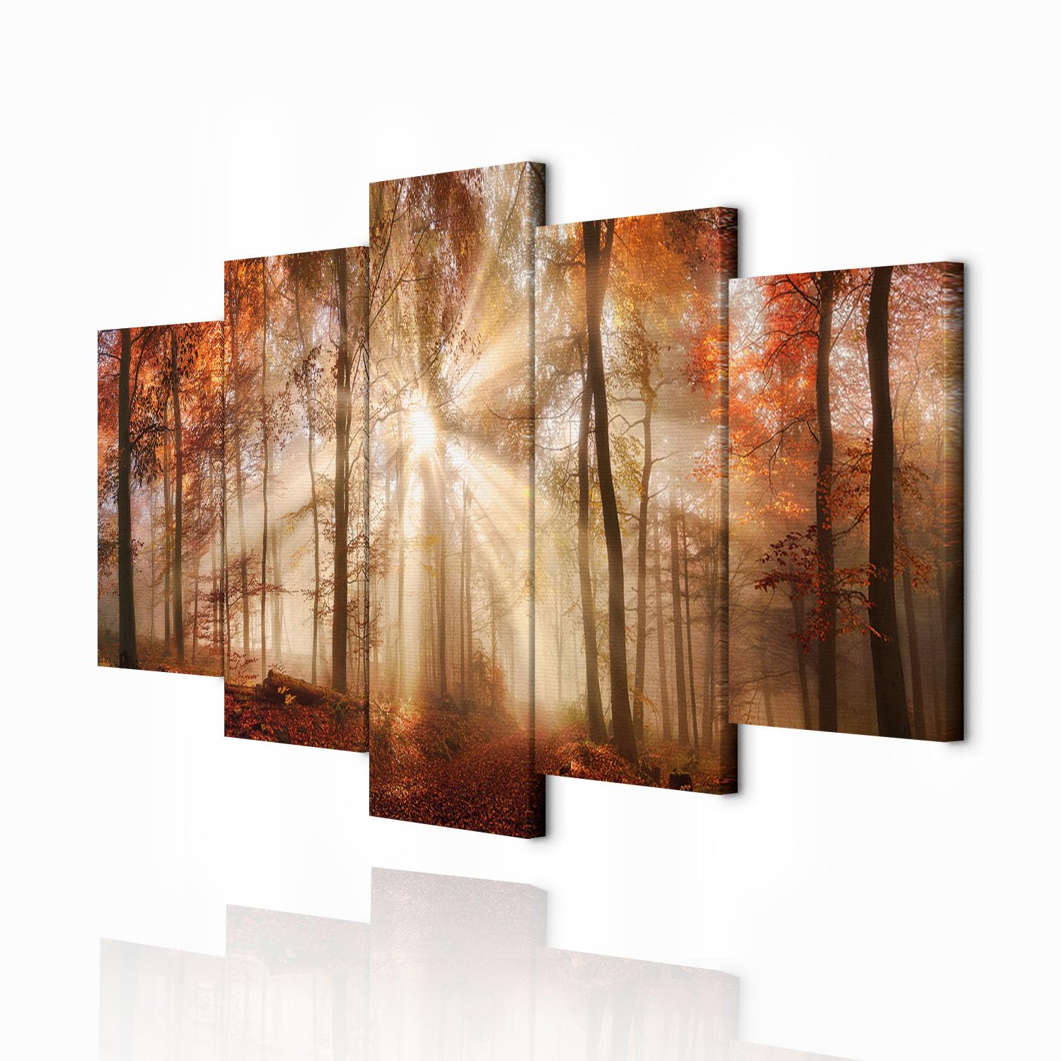 decomonkey Quadri Moderni Soggiorno Natura Astrazione, 5 pezzi, 150x75 cm | Tela strutturata su telaio in legno, decorazione per camera da letto e ufficio, Quadro Stampa su Tela