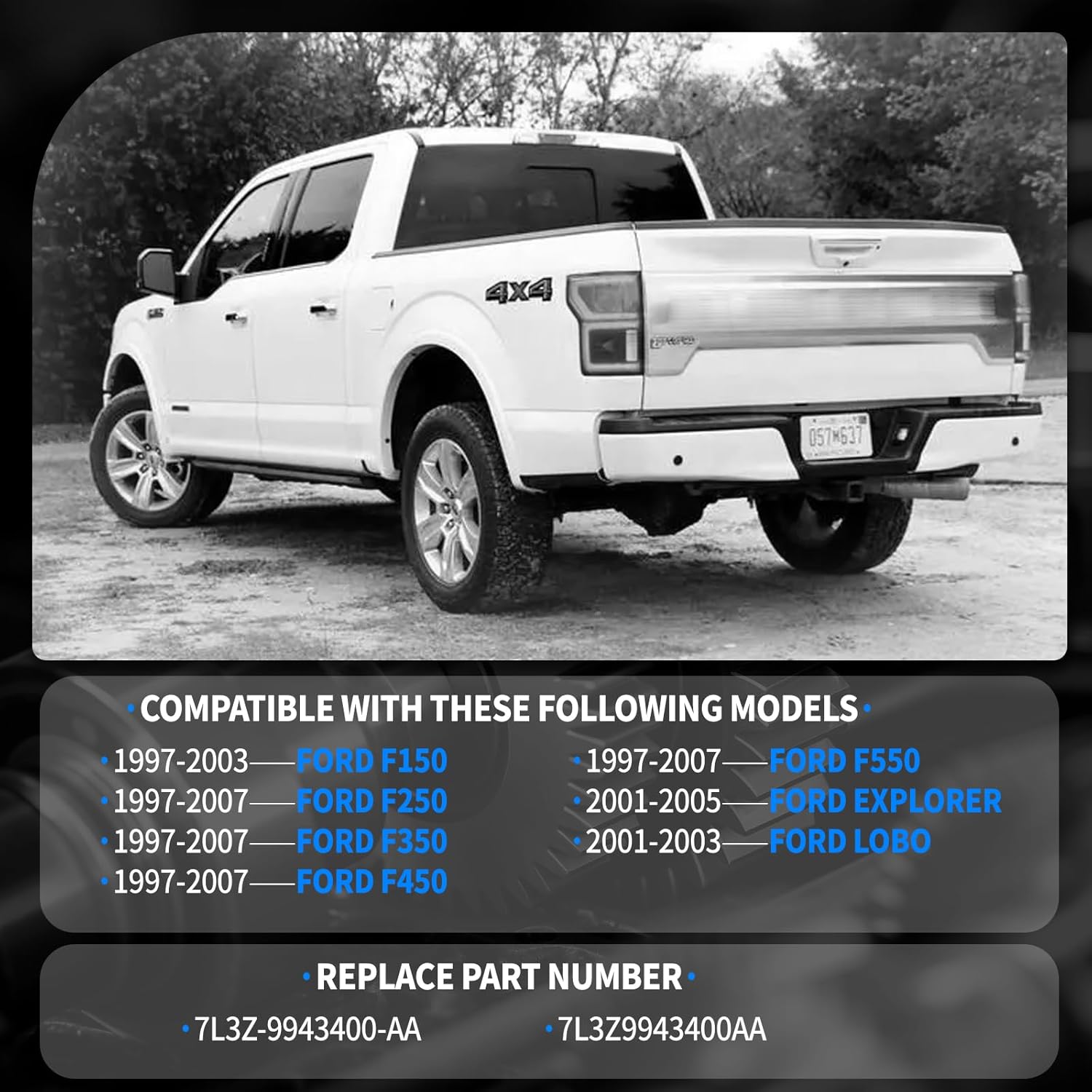 Backup Handle Tailgate Door Rear View Camera Compatible with 1997-2003 Ford F150 1997-2007 F250 F350 F450 F550 2001-2005 Explorer 2001-2003 Lobo 7L3Z-9943400-AA