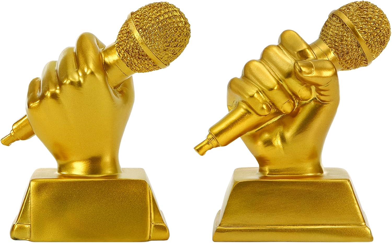 Tosnail 2-Pack Golden Microphone Trophy, Music Awards, Resin Best Singing Award Prize for Adult Karaoke Party Decorations, Singing Competitions