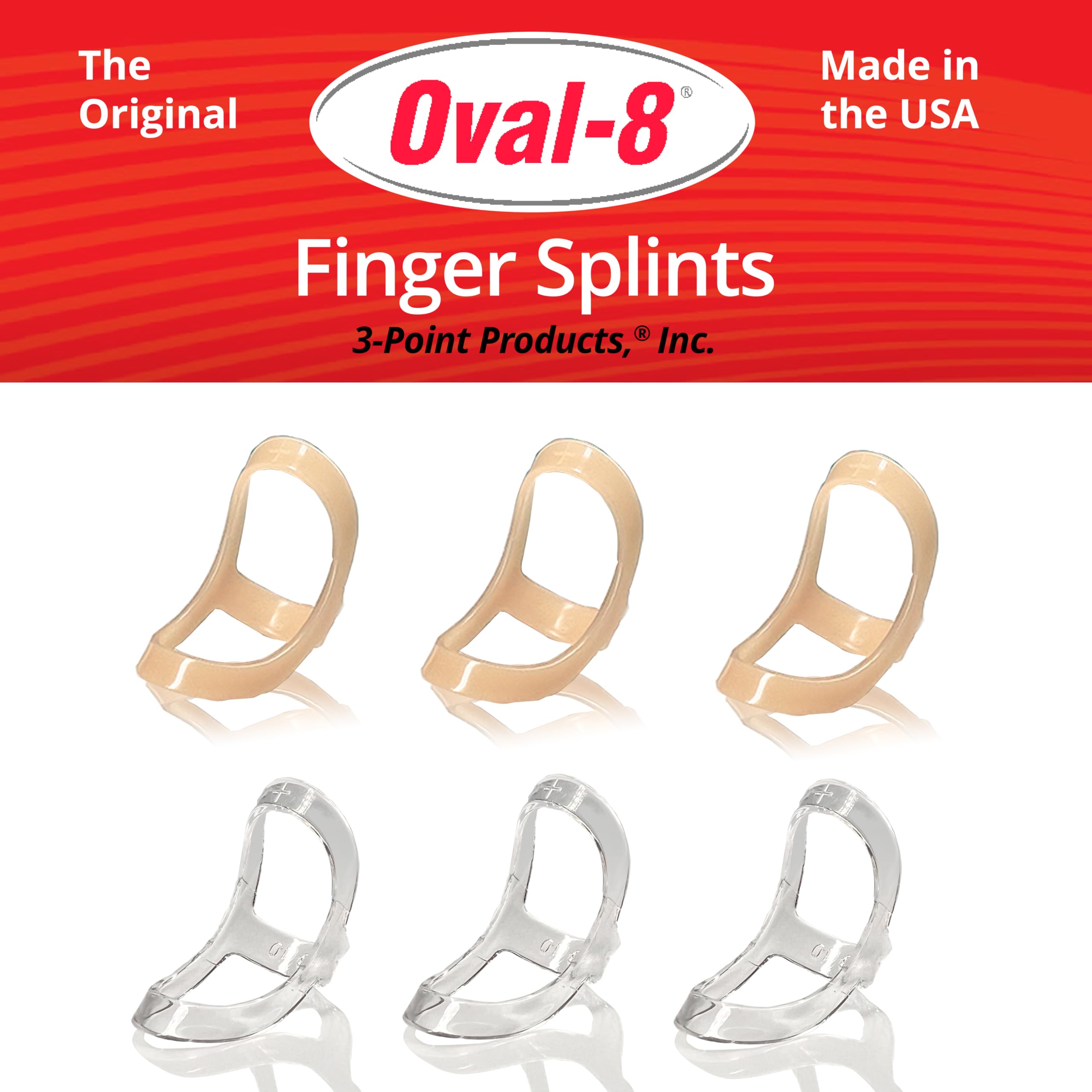 3-Point Products Oval-8 Finger Splint, Support and Protection for Arthritis, Trigger Finger or Thumb, and Other Finger Conditions, Size 6 (Pack of 3)