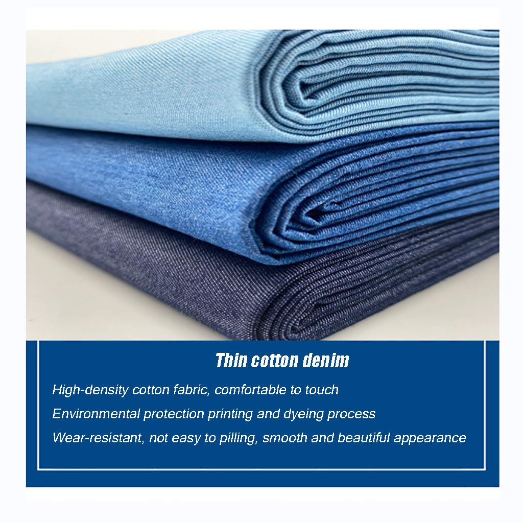 Tkanina dżinsowa prana, Spring and SummerDenim Thin Fabric Pure Cotton Washed Fabric Pants Skirt Soft Clothing Half a Meter Sale(Dark Blue)