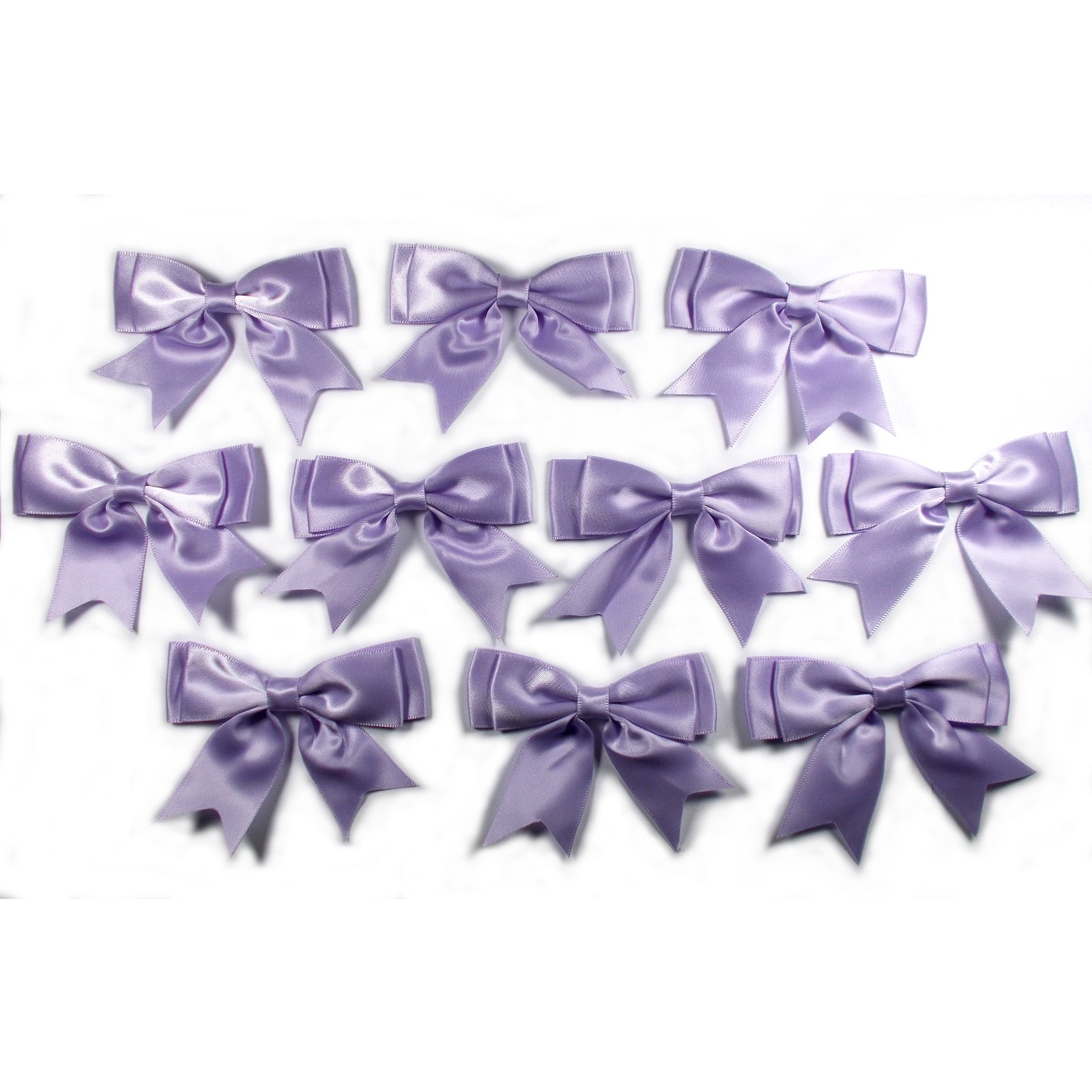 Push The Button Lilac Large Satin Ribbon Double Bows 8Cm Wide Pack Of 10 (Lilac)