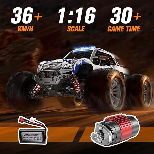 Miniatura 2 de SIMREX Coche RC Hobby a escala 116, camión RC 4WD de alta velocidad de 36 KPH, auto de control remoto de 2.4 GHz, vehículo eléctrico todo terreno,