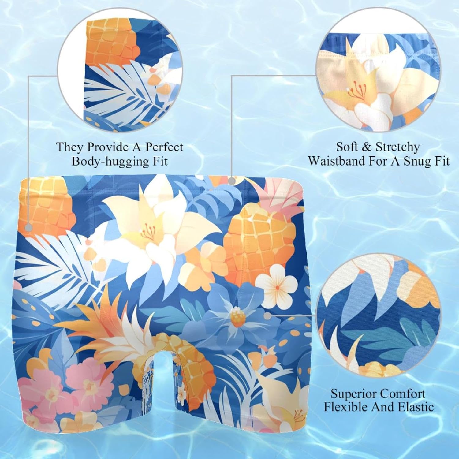 Mens Colored Pineapple-722 Swim Trunks Elastic Waistband Short Mens Bathing Suit, S,