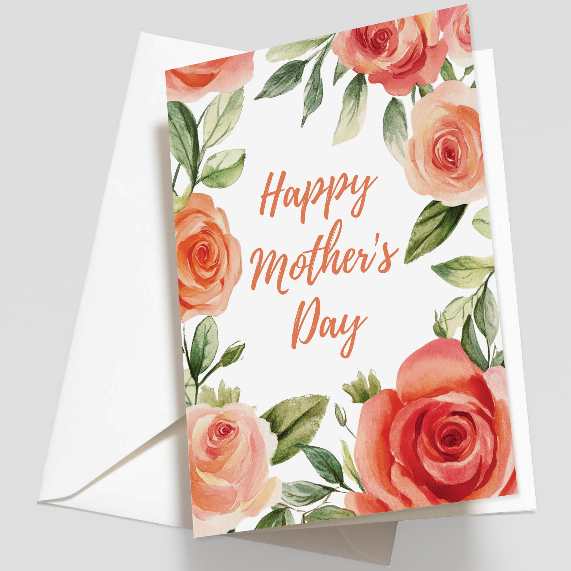 Paper Play Vintage Rose Mother's Day Card - Happy Mother's Day Card for Mom, 5"x7" Foldable