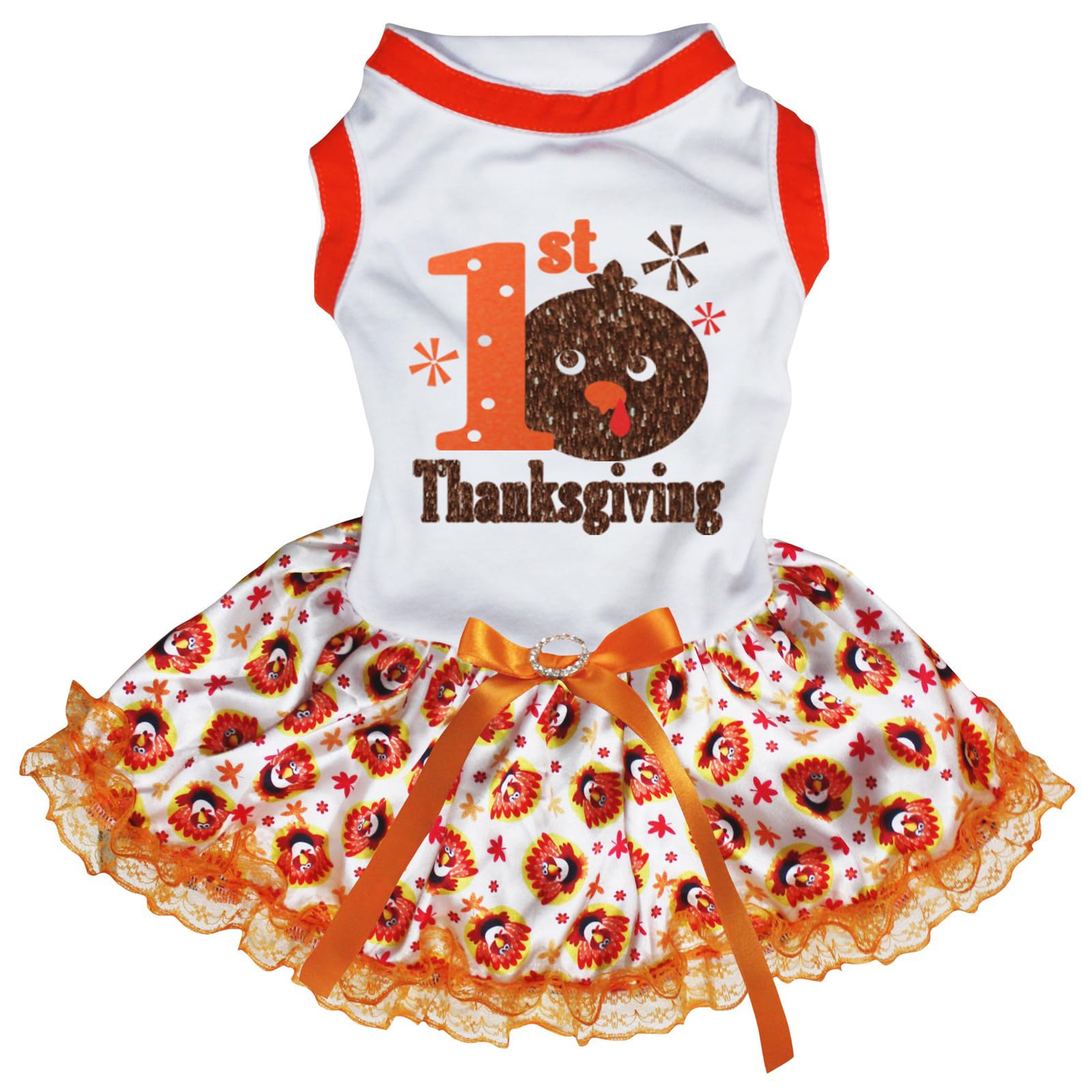 Robe Thanksgiving chiot blanche en dentelle pour les photos de famille et repas de fête