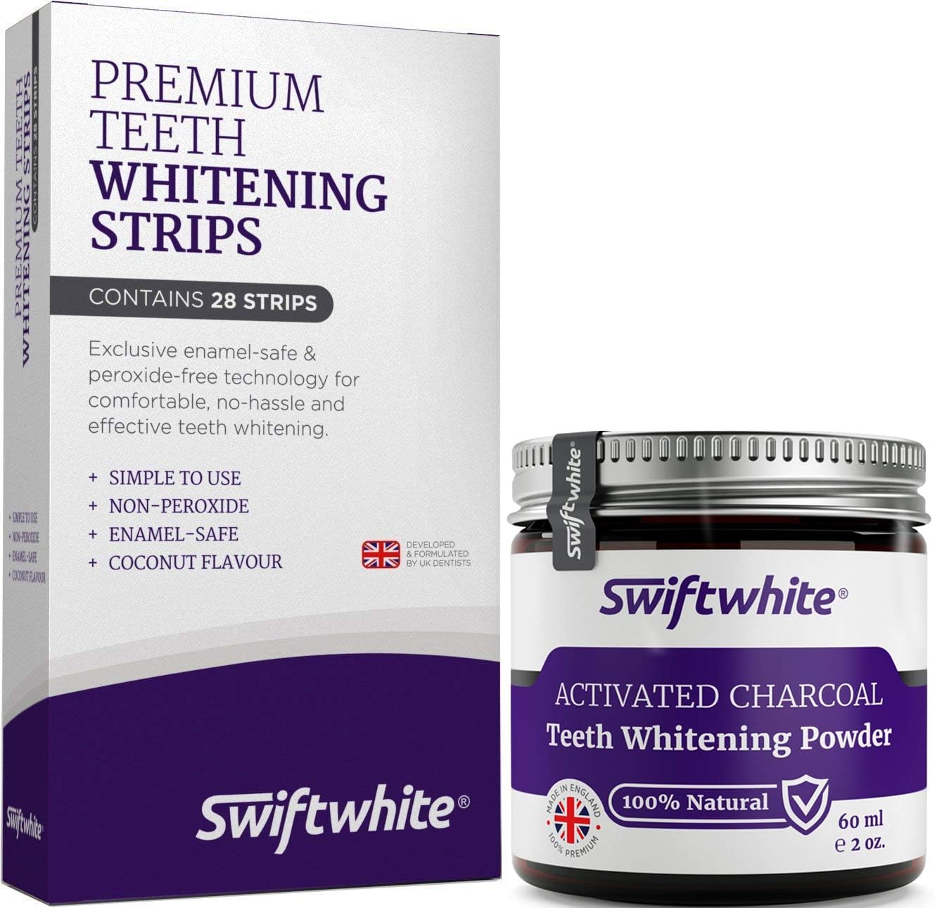 Teeth Whitening Strips & Charcoal Teeth Whitening Powder Giftset
