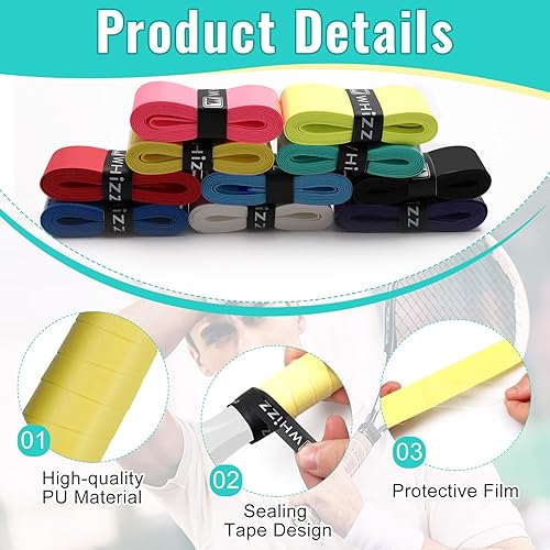 Miniatura 4 de Coitak 30 cintas de agarre para raqueta de tenis, cinta de agarre de tenis, overgrips de tenis para agarre antideslizante y absorbente