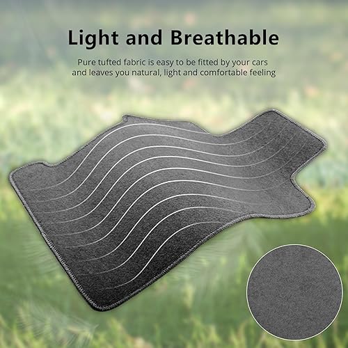 Miniatura 9 de IKON MOTORSPORTS, alfombra para piso compatible con Ford Mustang 2005-2009, alfombras de piso delanteras y traseras de nailon grisgris de montaje de