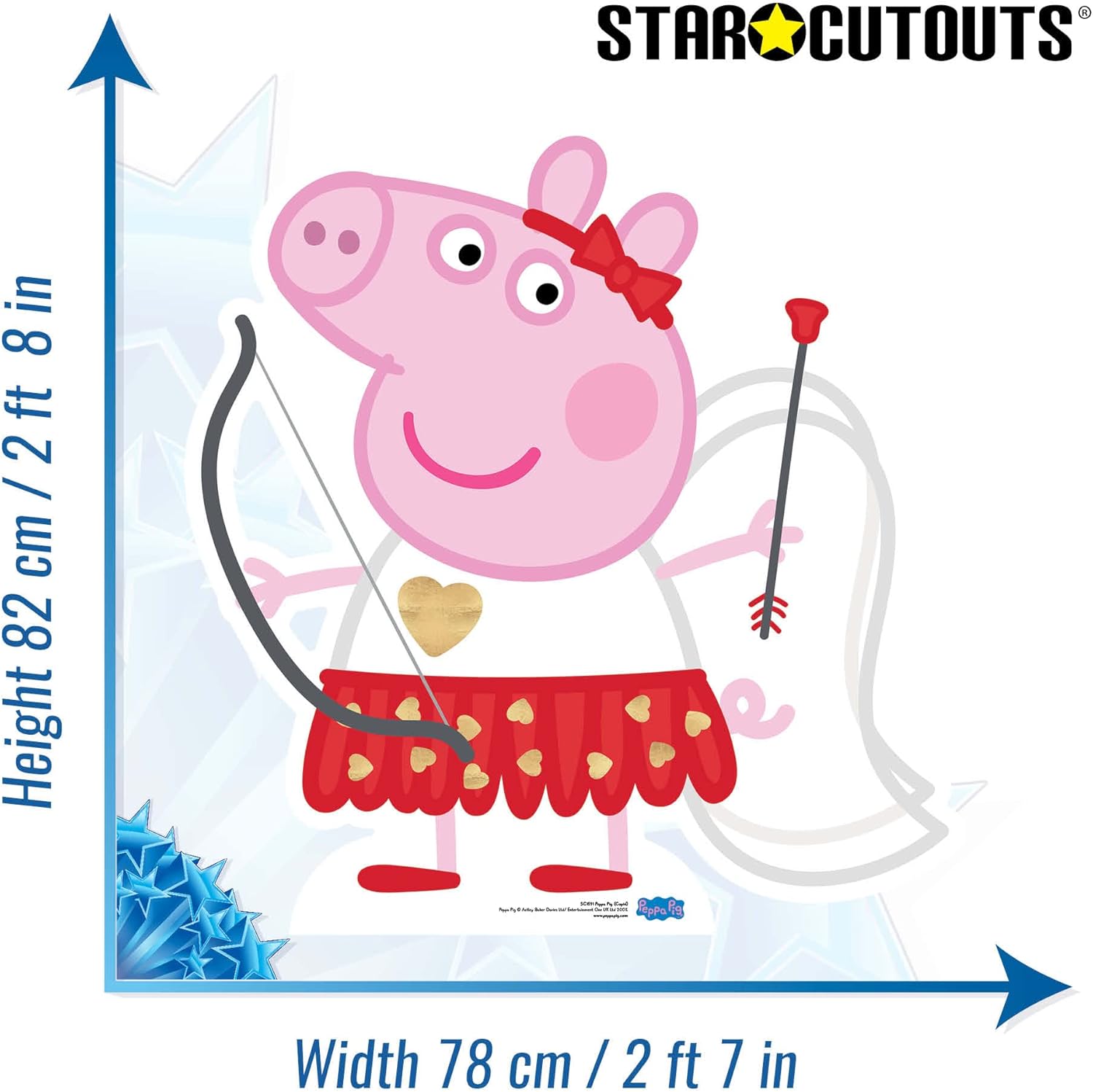 Star Cutouts Ltd SC1591 Peppa Pig Cupid Bow& Arrow Lifesize Cardboard Cutouts/Standee/Stand Up Talking Point, Fun for Events and Parties, Multicolour