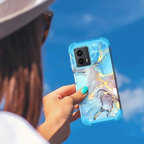 Miniatura 6 de Funda para Moto G 5G 2023, diseño de mármol, tres capas, resistente, protección a prueba de golpes, plástico duro, goma de silicona suave, funda
