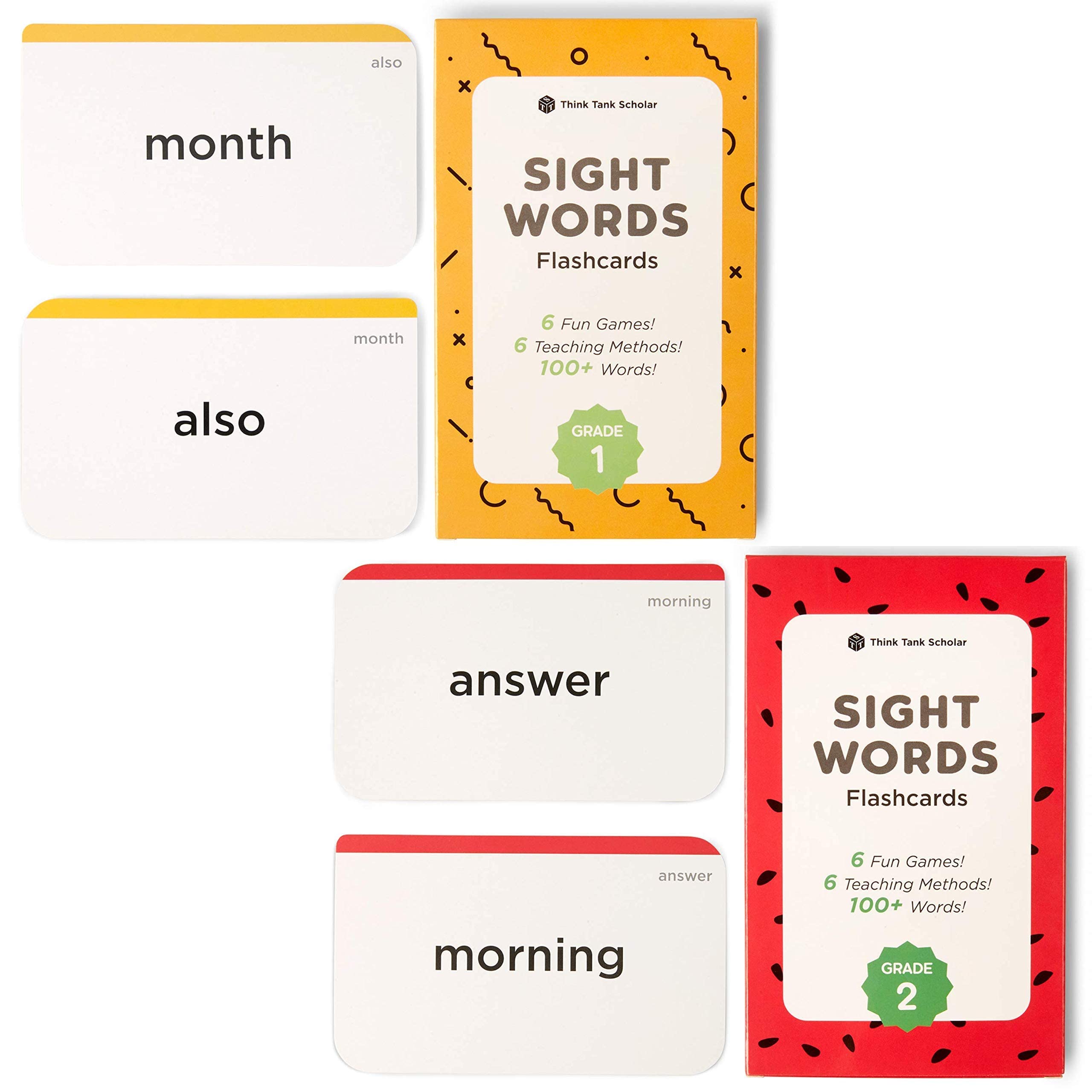 Amazon.com: Think Tank Scholar 200+ First and Second Grade Sight Words Flash  Cards for Kids Ages 6 to 8 : Toys & Games