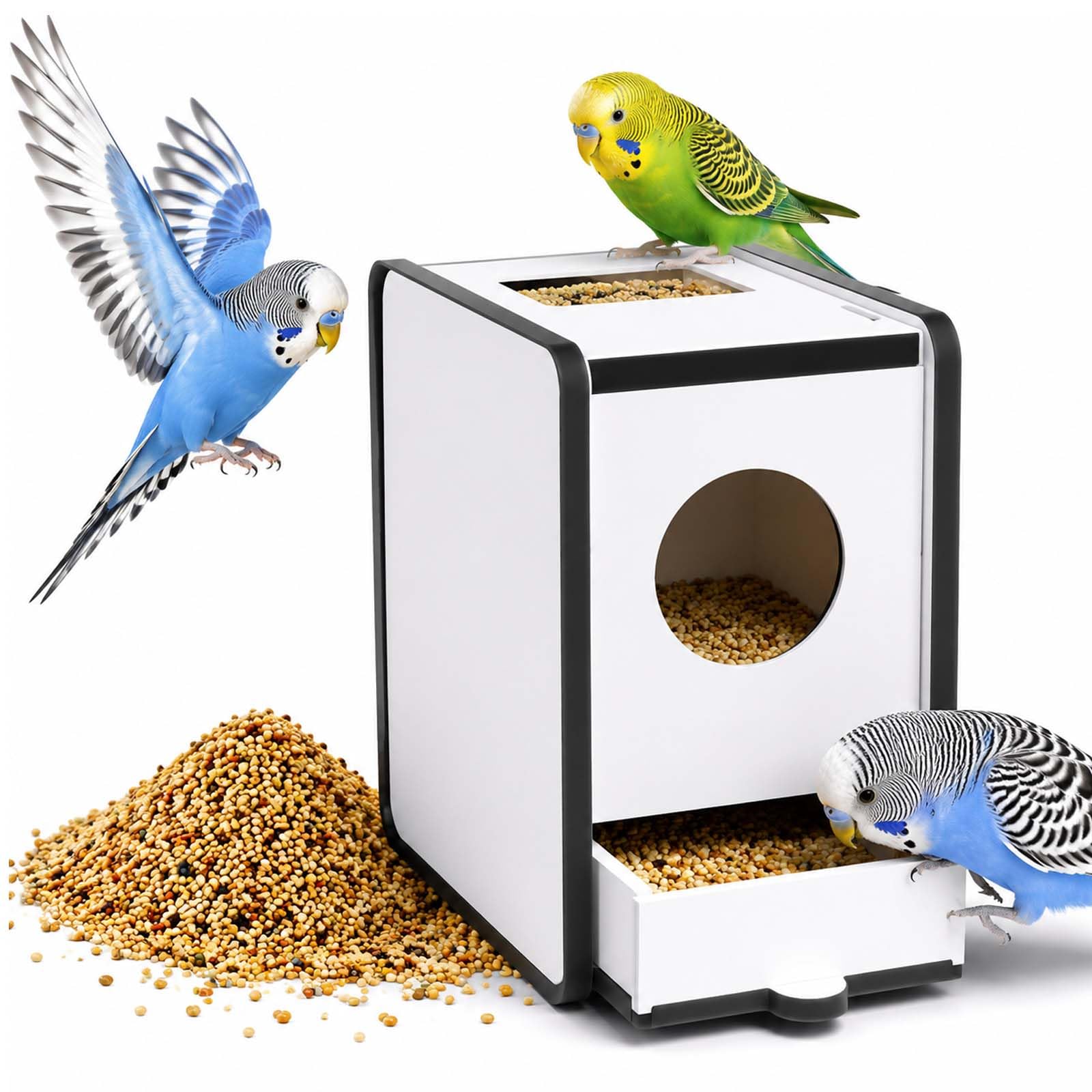 Rechargeable Bird Seed Shell Separator,Bird Seed Husk Remover, Airflow‑Assisted Bird Shelling Machine With Removable Blower, Adjustable Quick Food Shell Separator for Birds and Parrots (Without fan)