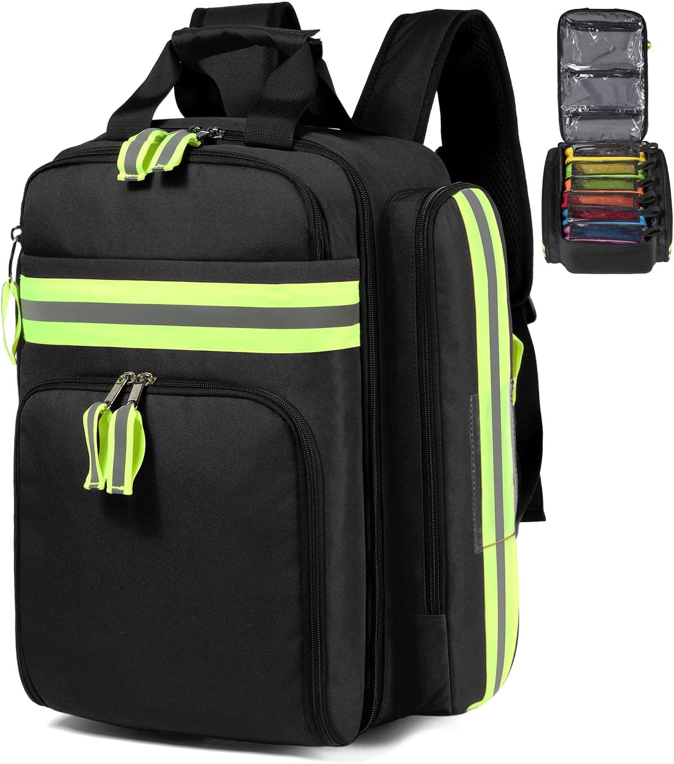 Gatycallaty First Aid Backpack Empty Medical Bag Ambu Bag Red Emergency Lifeguard Bag for Ems Emt First Responder Trauma