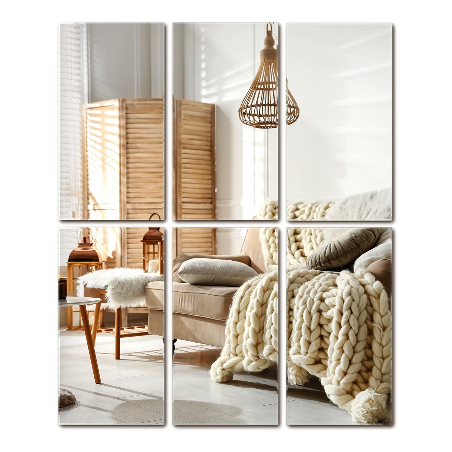 Set de Six Miroirs Muraux 30x16 cm Rectangulaires